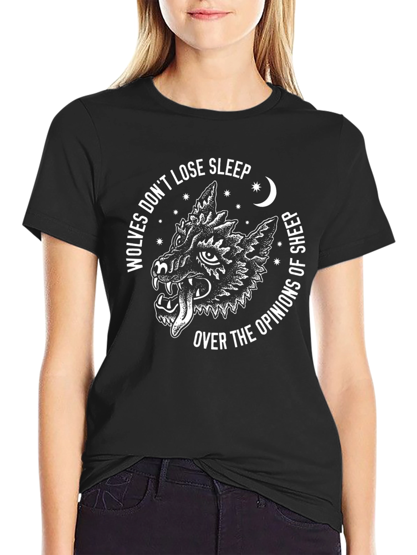 Wolf Opinion Graphic Tee - Black Cotton T-Shirt
