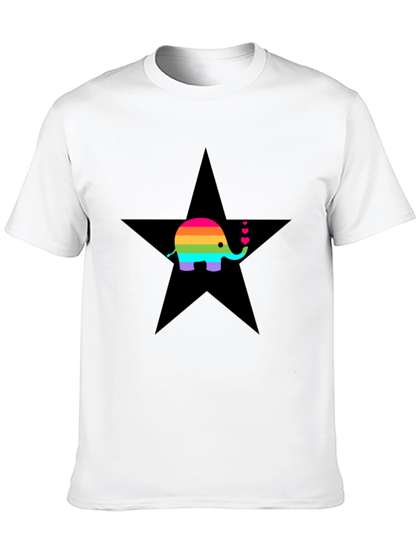 Rainbow Elephant Star Graphic T-Shirt