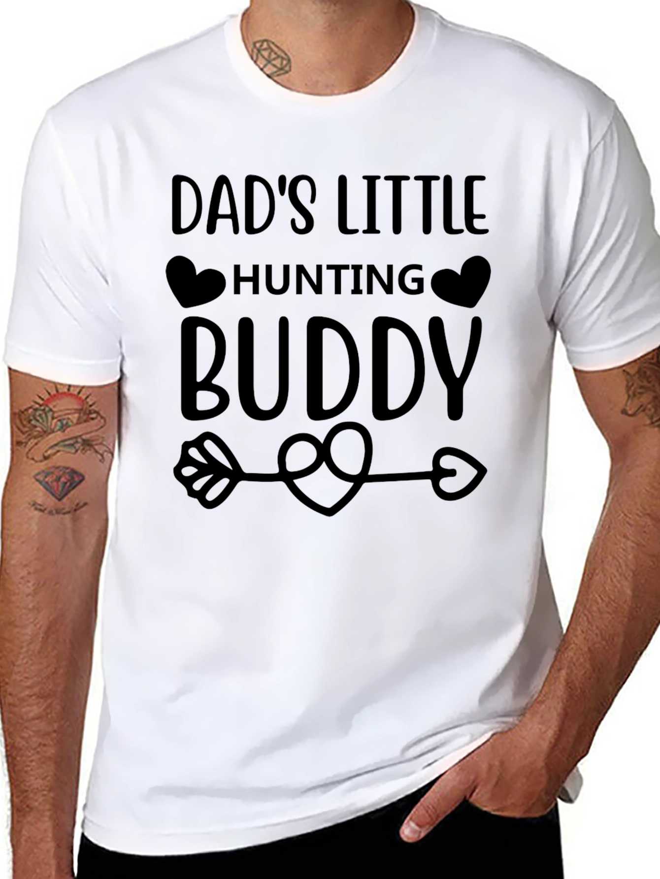 Dads Little Hunting Buddy Graphic Tee - Black