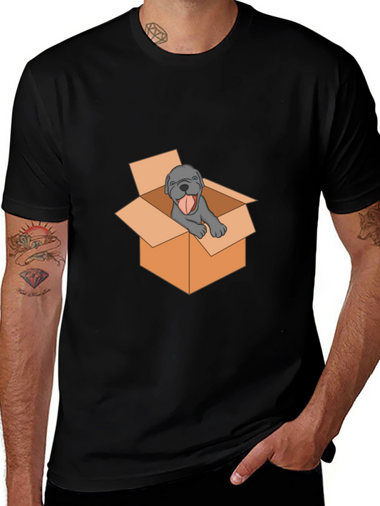 Dog in Box Graphic Tee - Mens Black T-Shirt