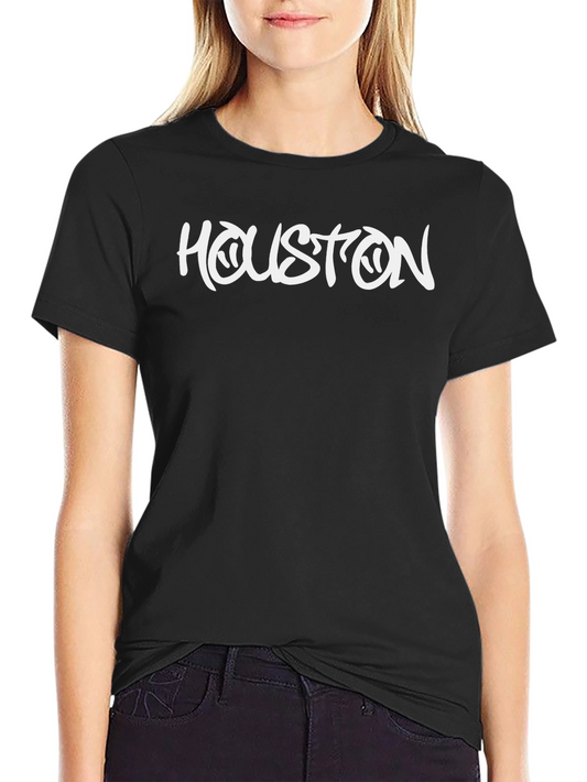 Houston Graphic Print Tee - Black Cotton Blend