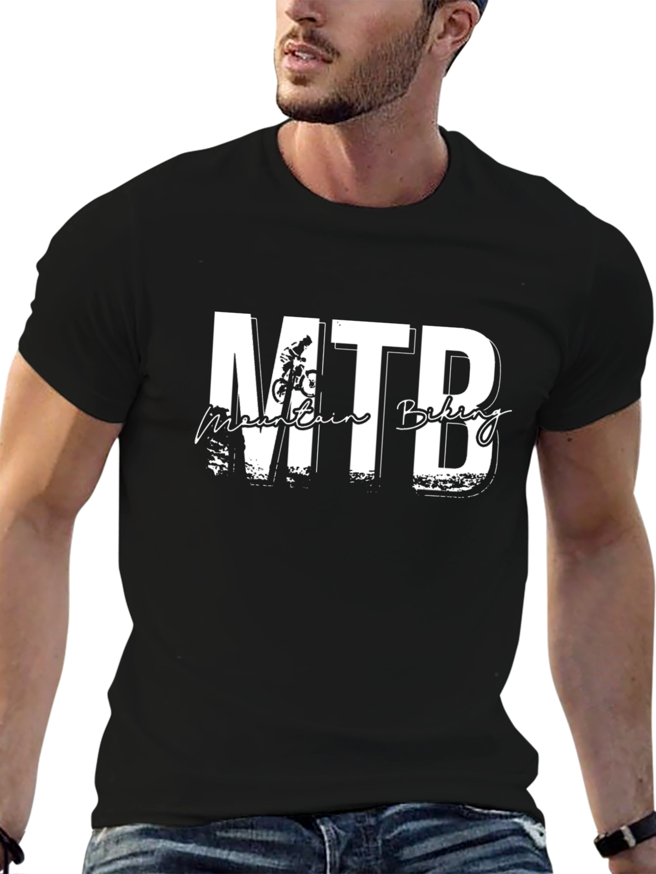 MTB Mountain Biking Black Graphic Tee