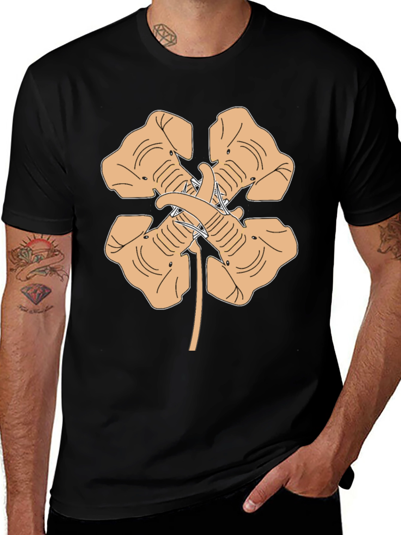 Elephant Four-Leaf Clover Graphic Tee