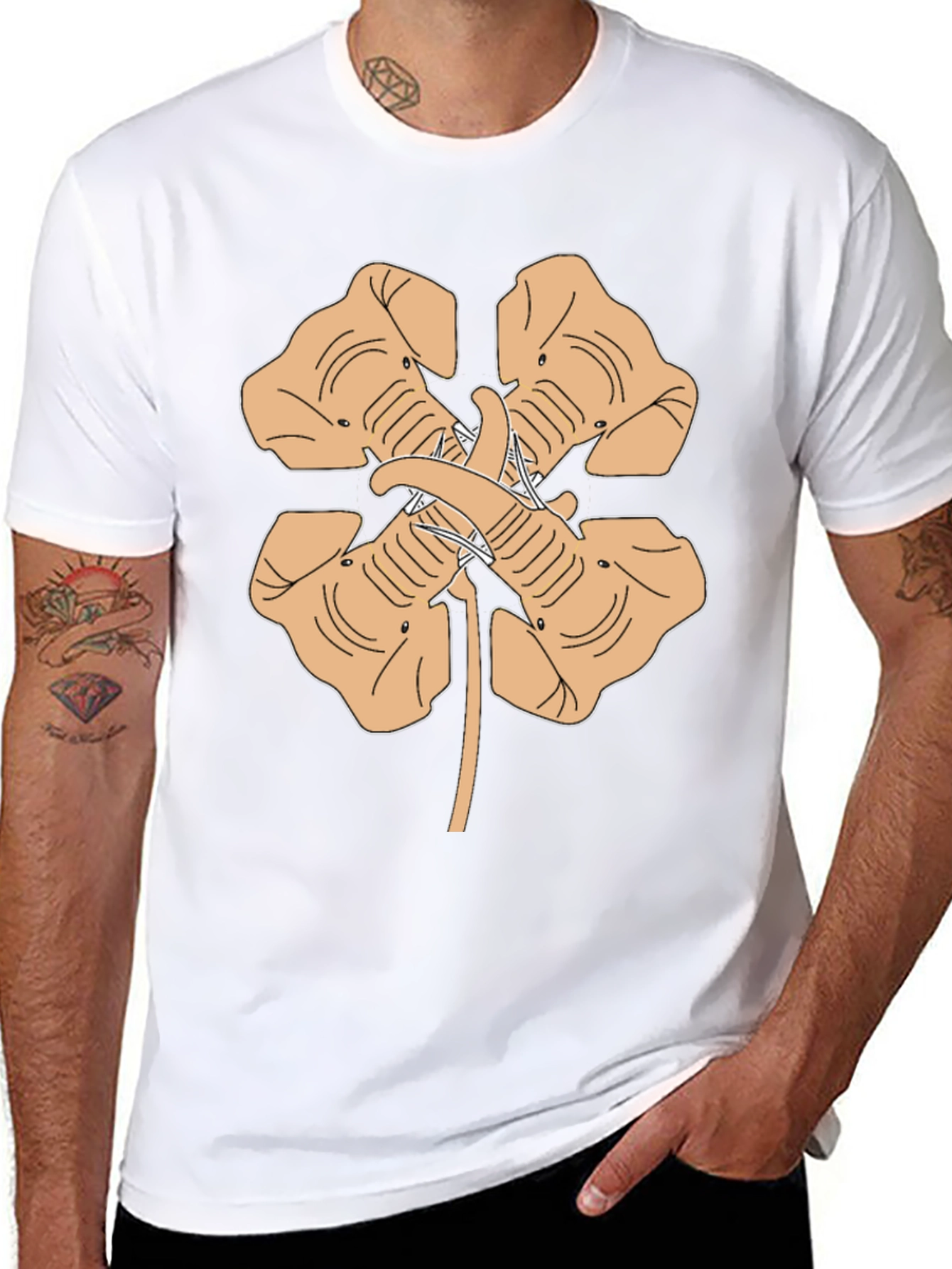 Elephant Four-Leaf Clover Graphic Tee