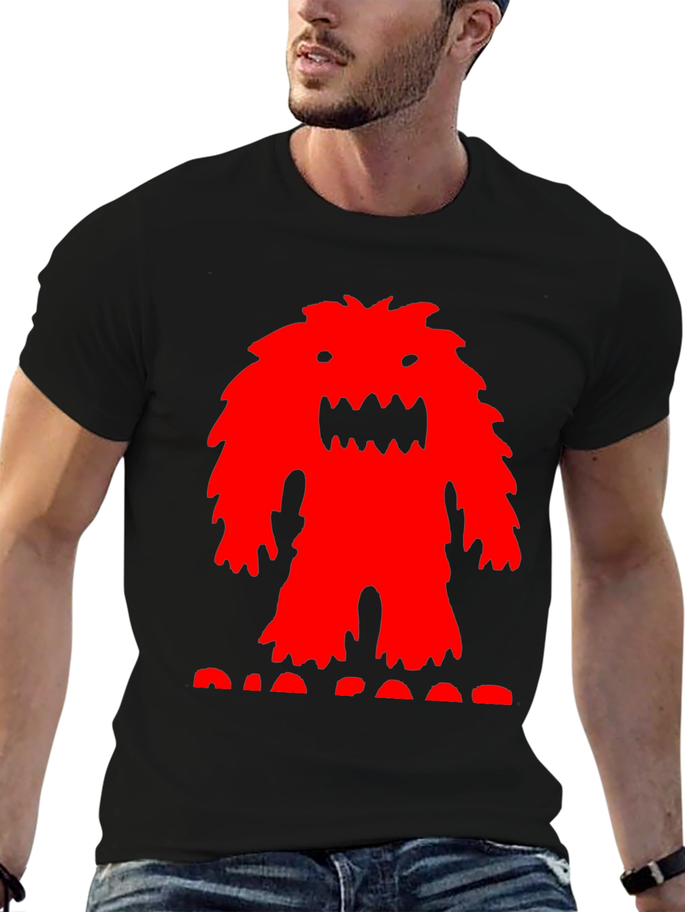 Red Monster Graphic T-Shirt - Mens Black Tee
