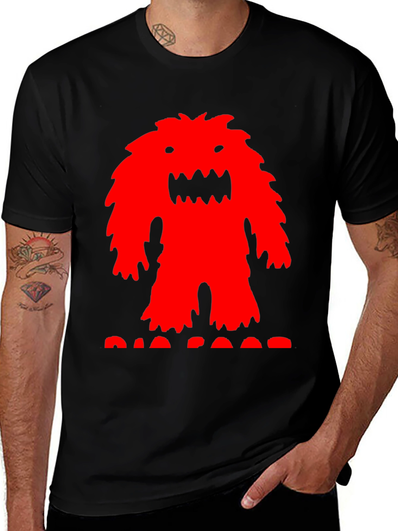 Red Monster Graphic T-Shirt - Mens Black Tee