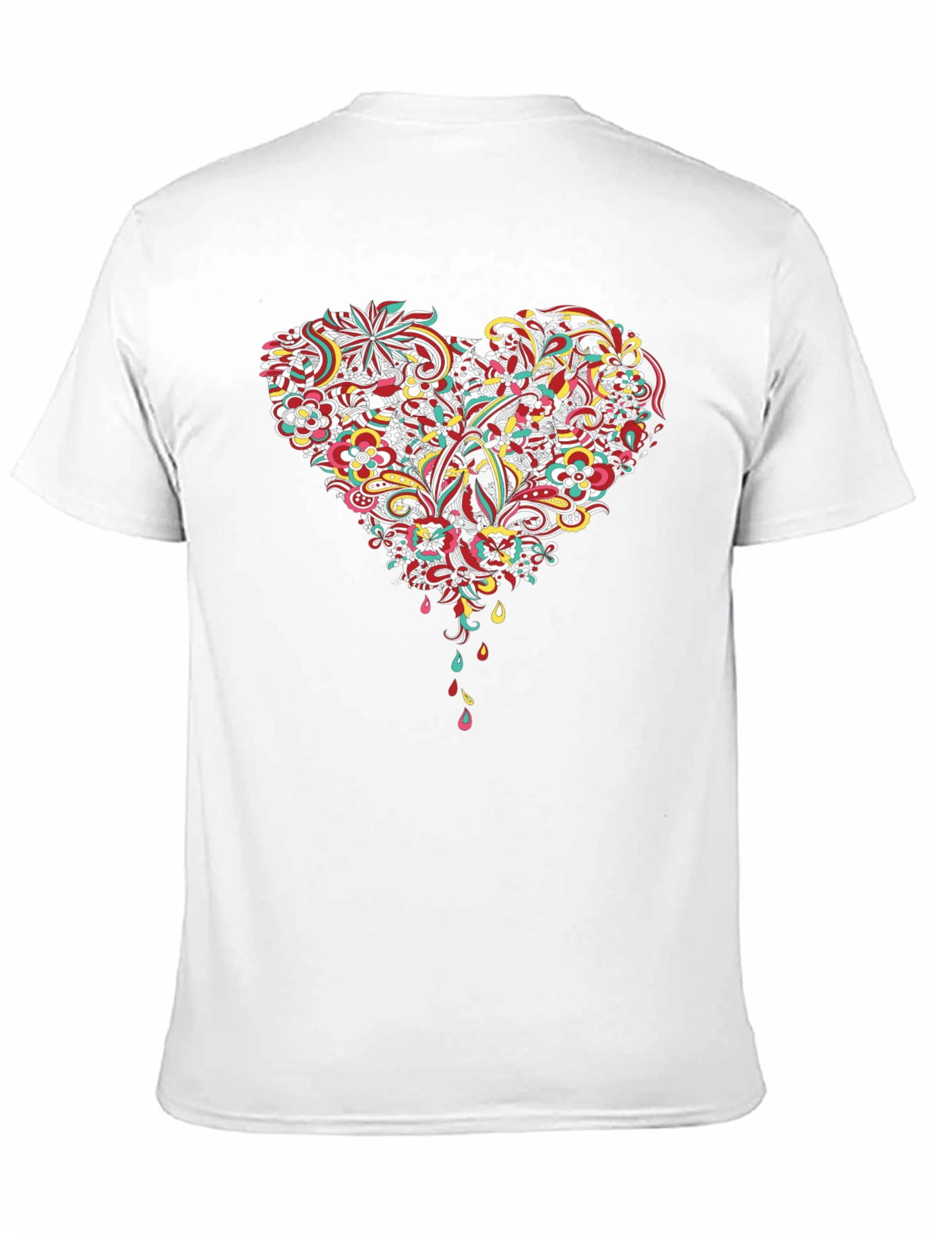 Floral Heart Graphic Tee - Black Cotton T-Shirt