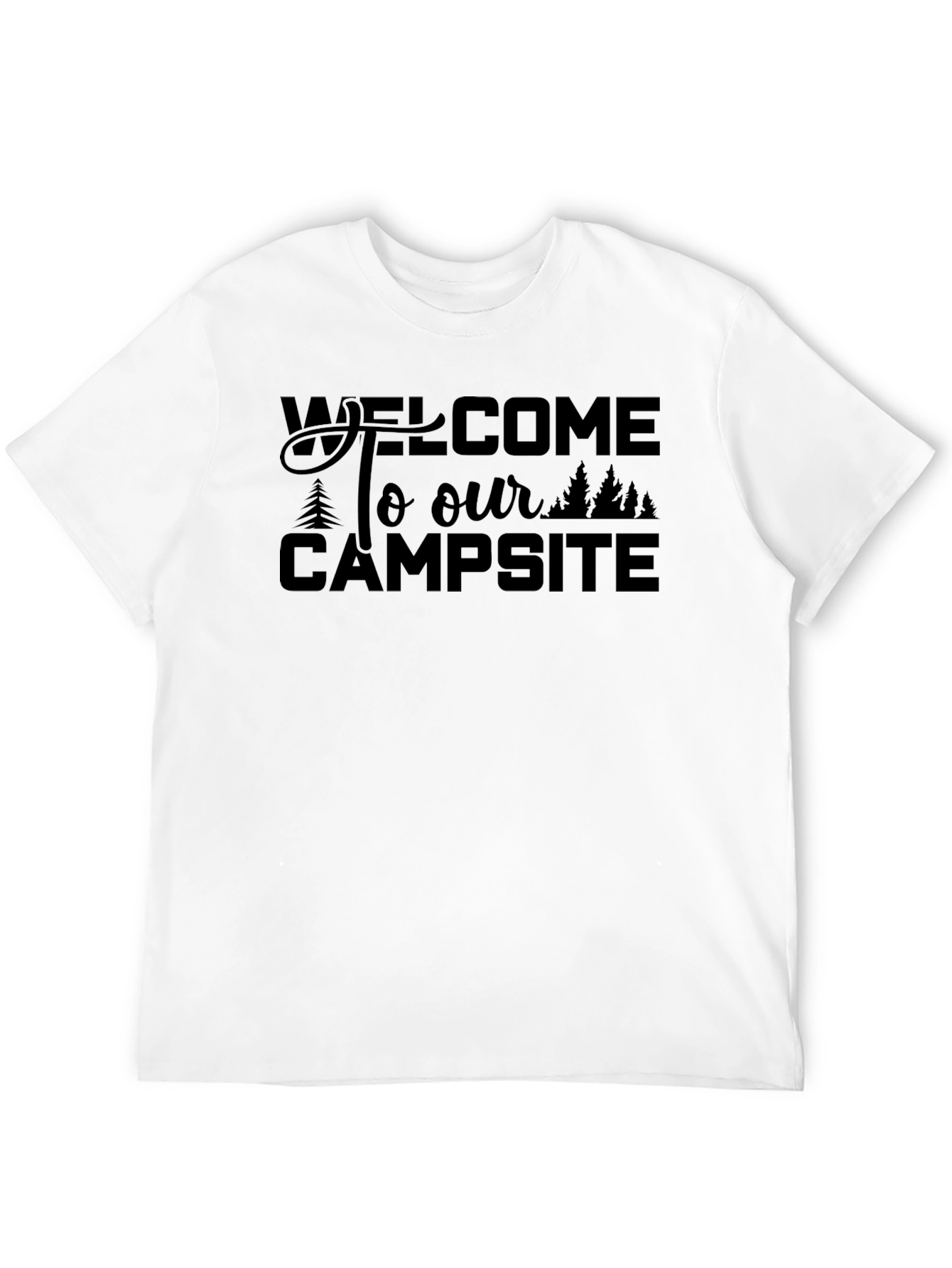 Welcome To Our Campsite Black Graphic T-Shirt