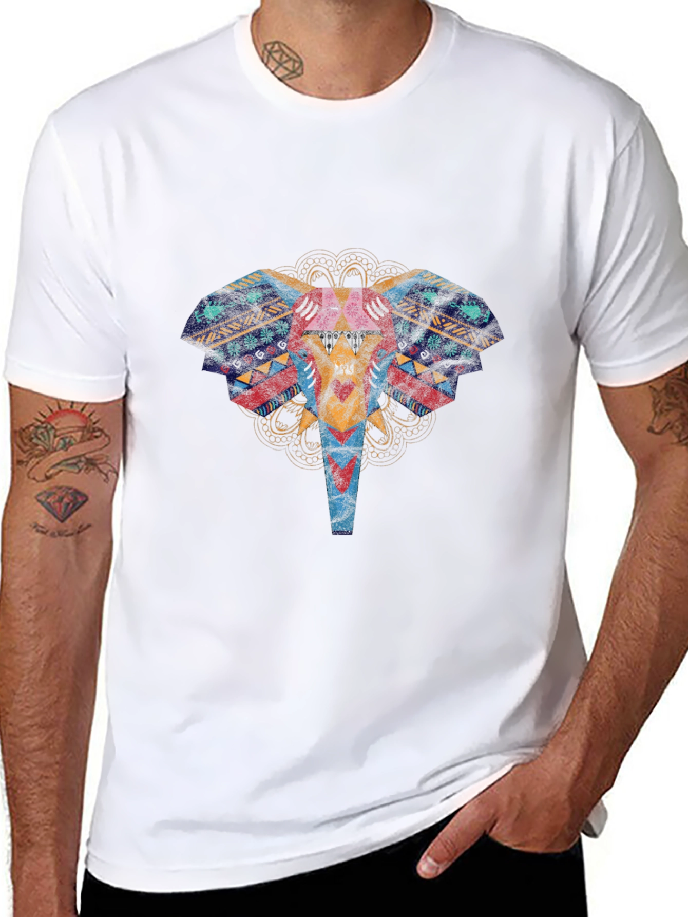 Elephant Graphic Print T-Shirt - Black