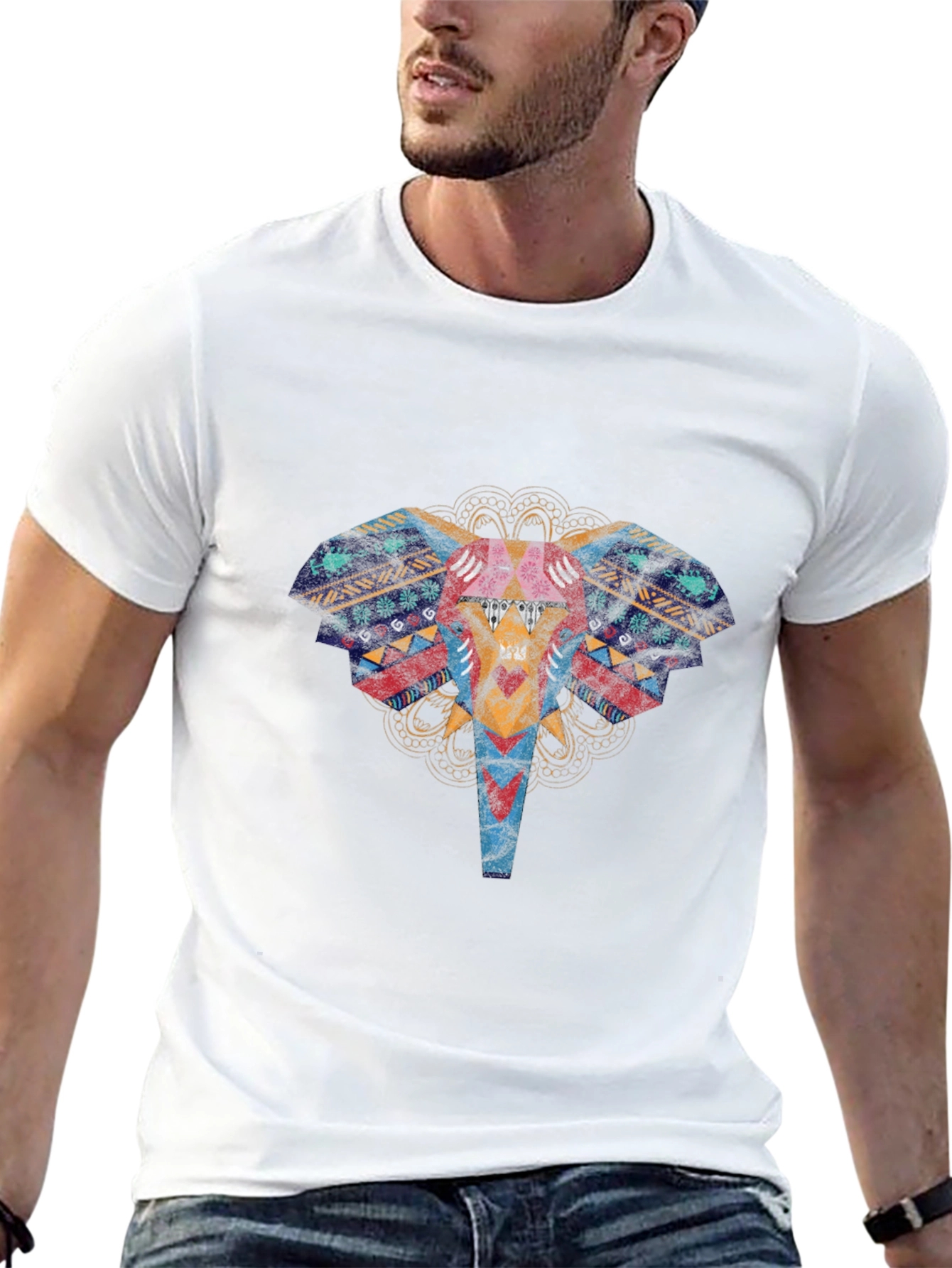 Elephant Graphic Print T-Shirt - Black