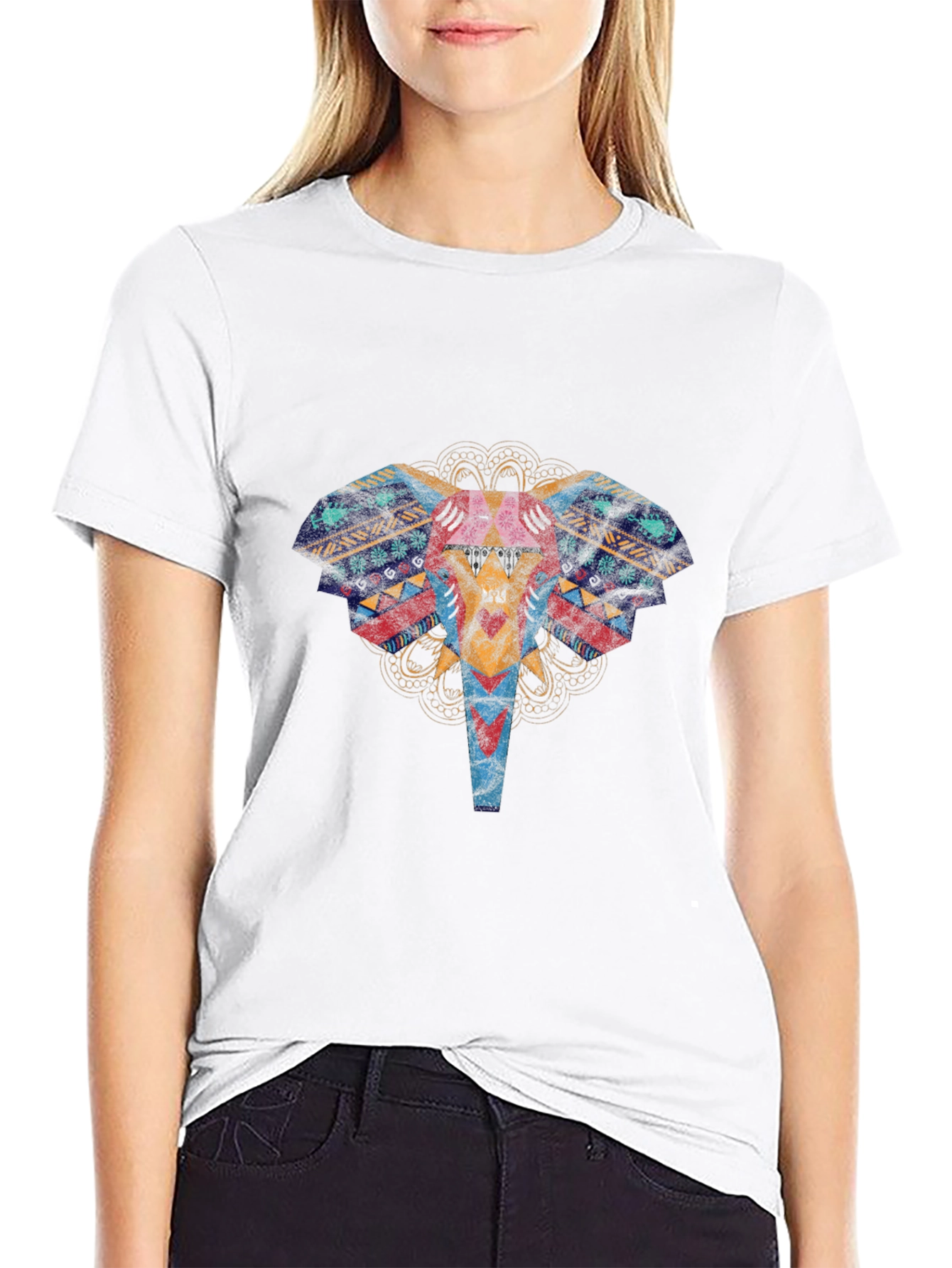 Elephant Graphic Print T-Shirt - Black