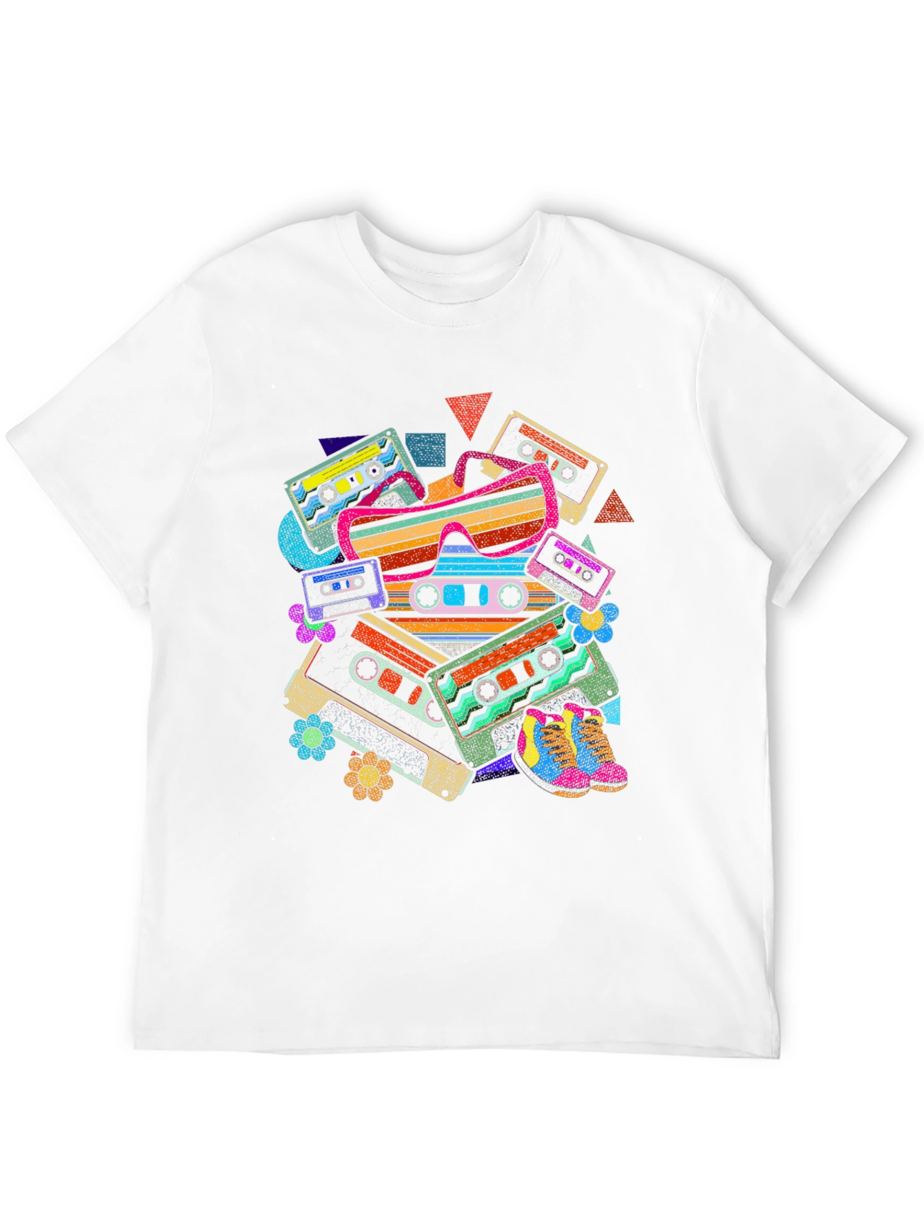 Retro Cassette Tape & Sunglasses Graphic T-Shirt