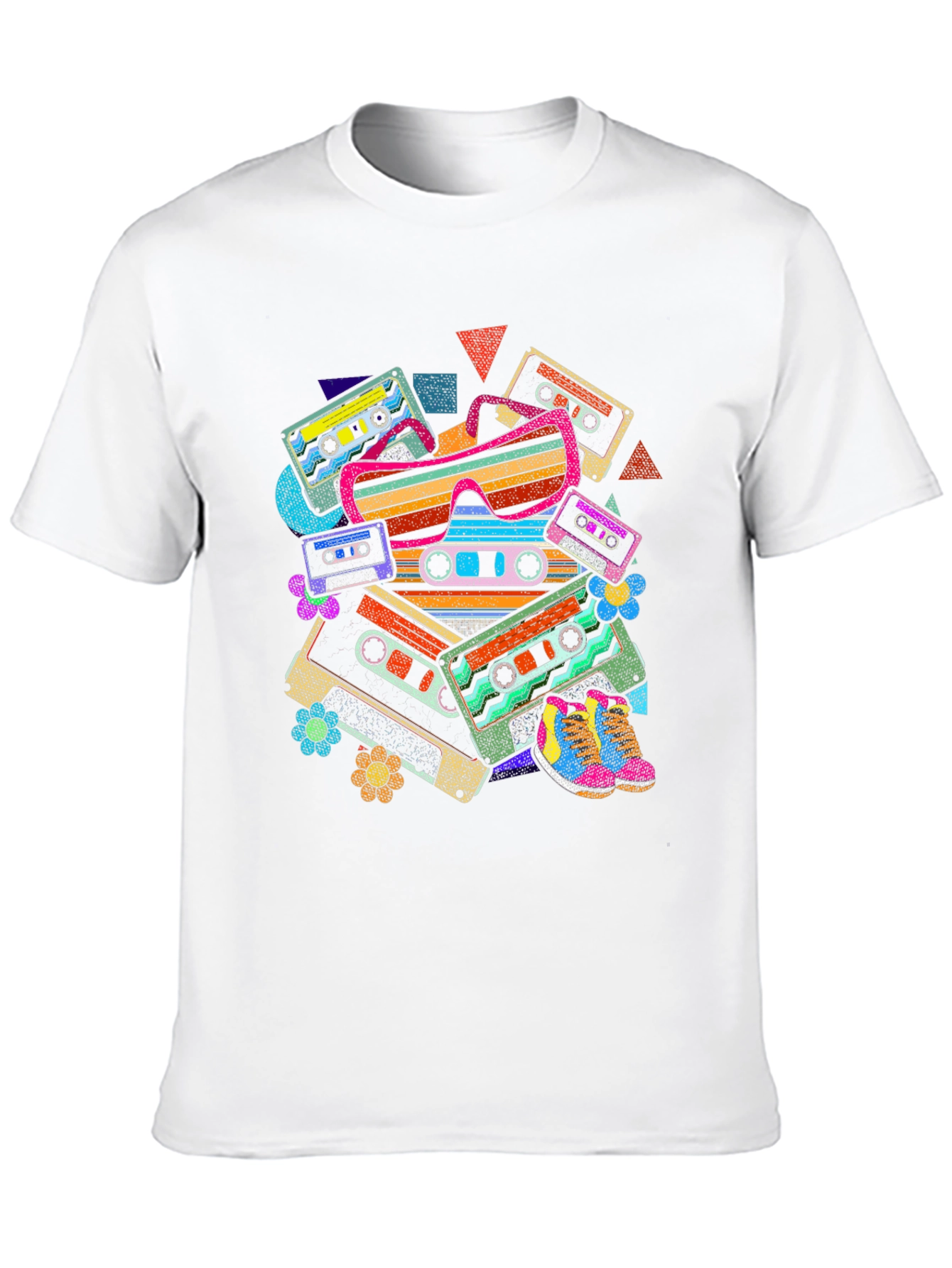 Retro Cassette Tape & Sunglasses Graphic T-Shirt