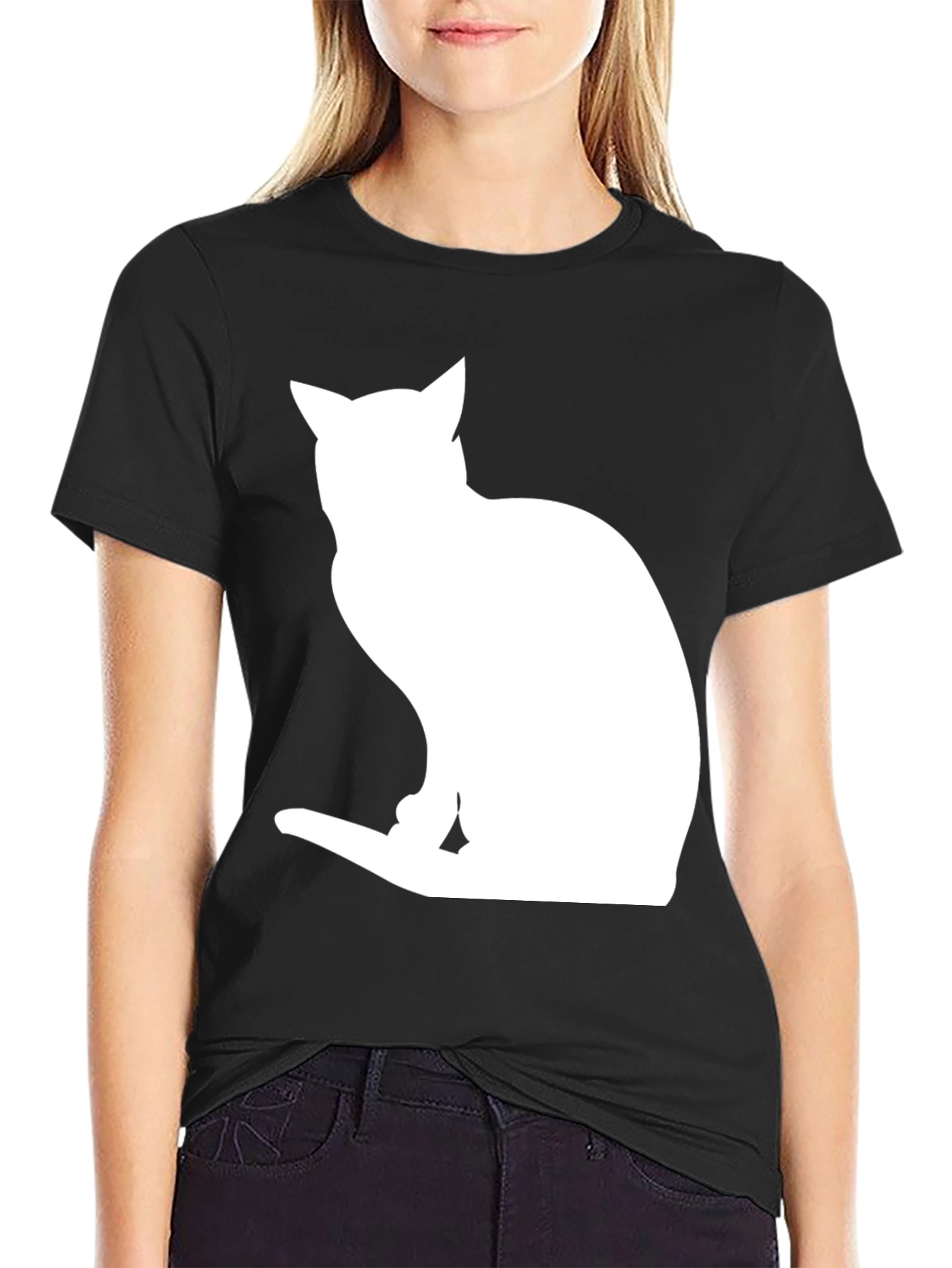 Cat Silhouette Black T-Shirt