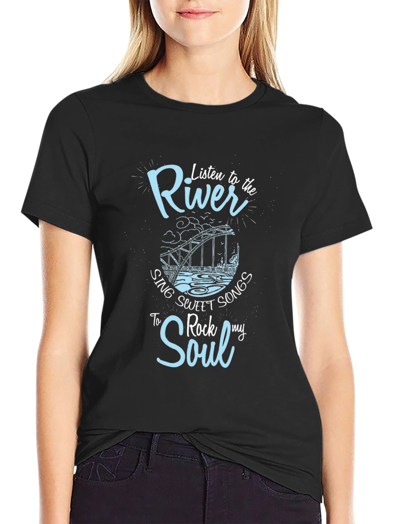 River Rock My Soul Graphic T-Shirt - Black