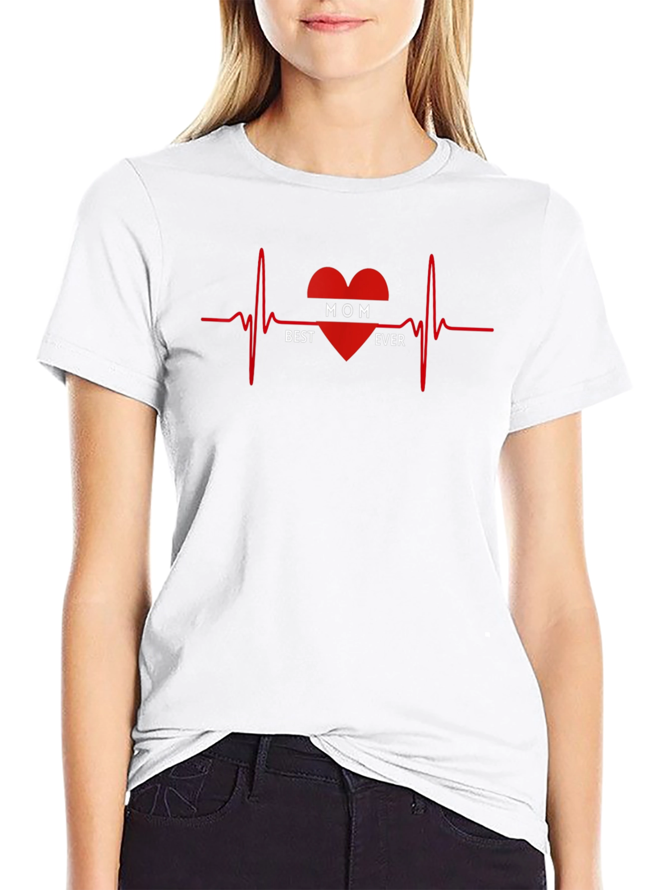Best Mom Ever T-Shirt - Heartbeat Design