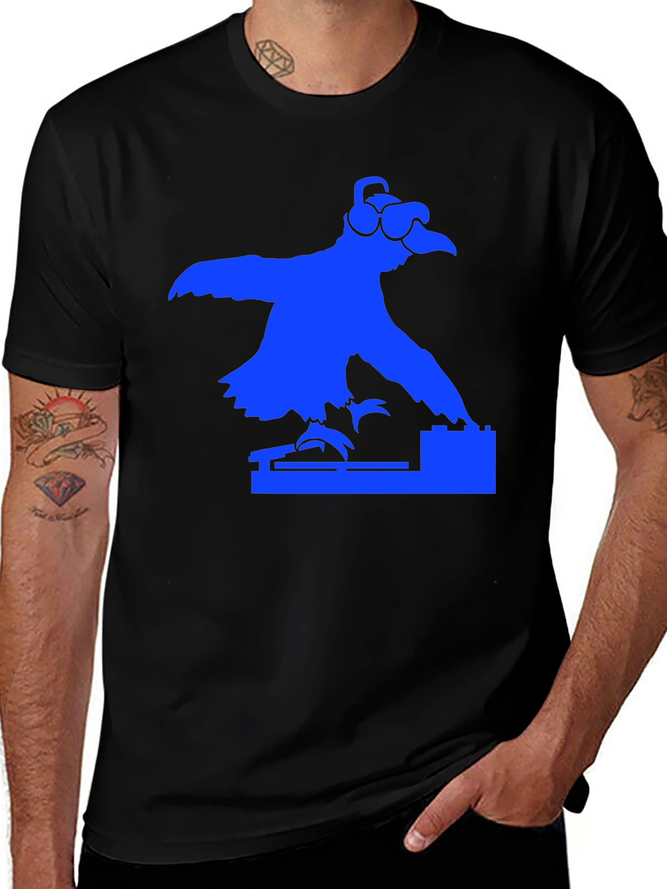 DJ Bird Graphic Tee - Black Cotton Comfort