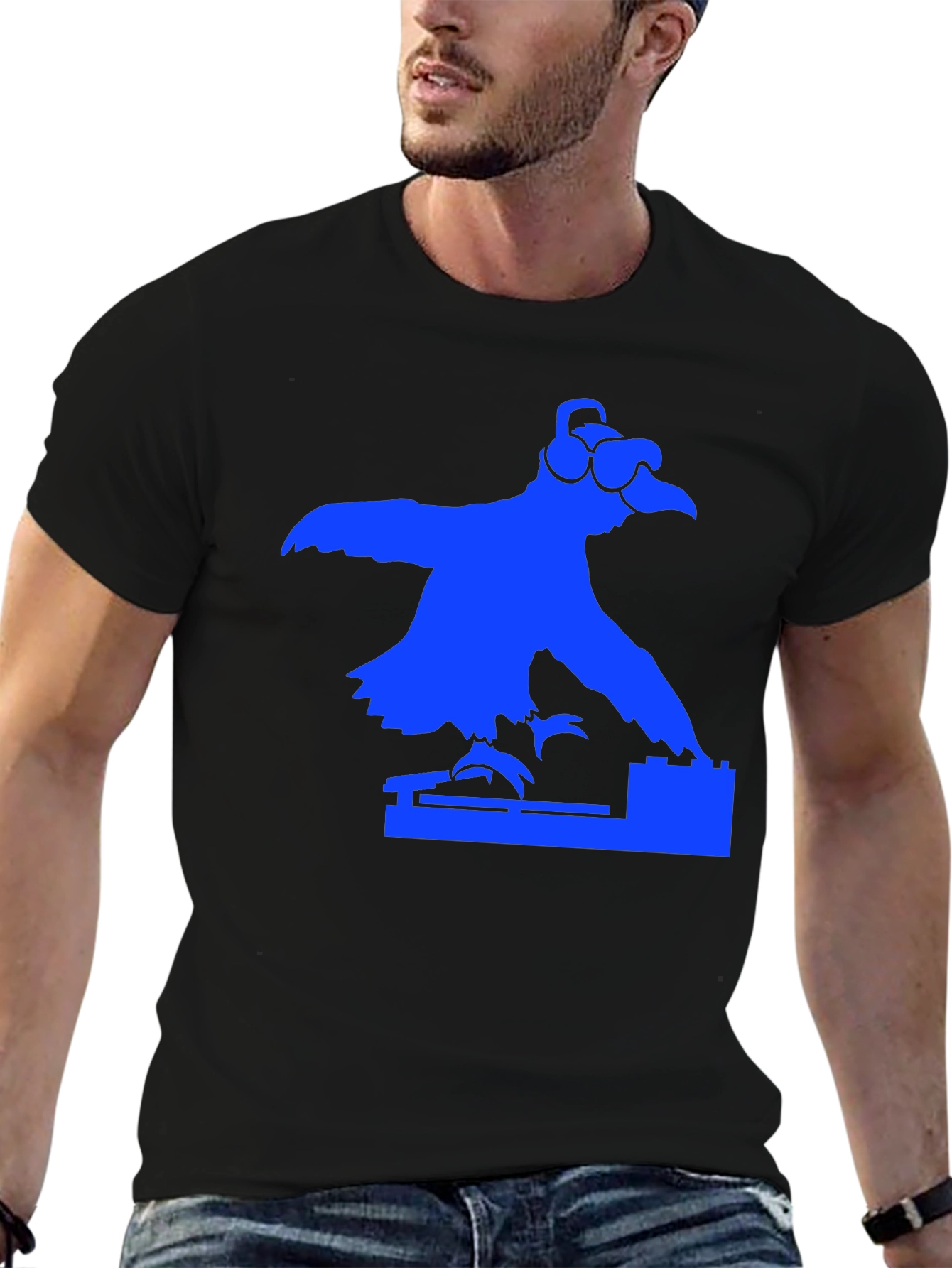 DJ Bird Graphic Tee - Black Cotton Comfort