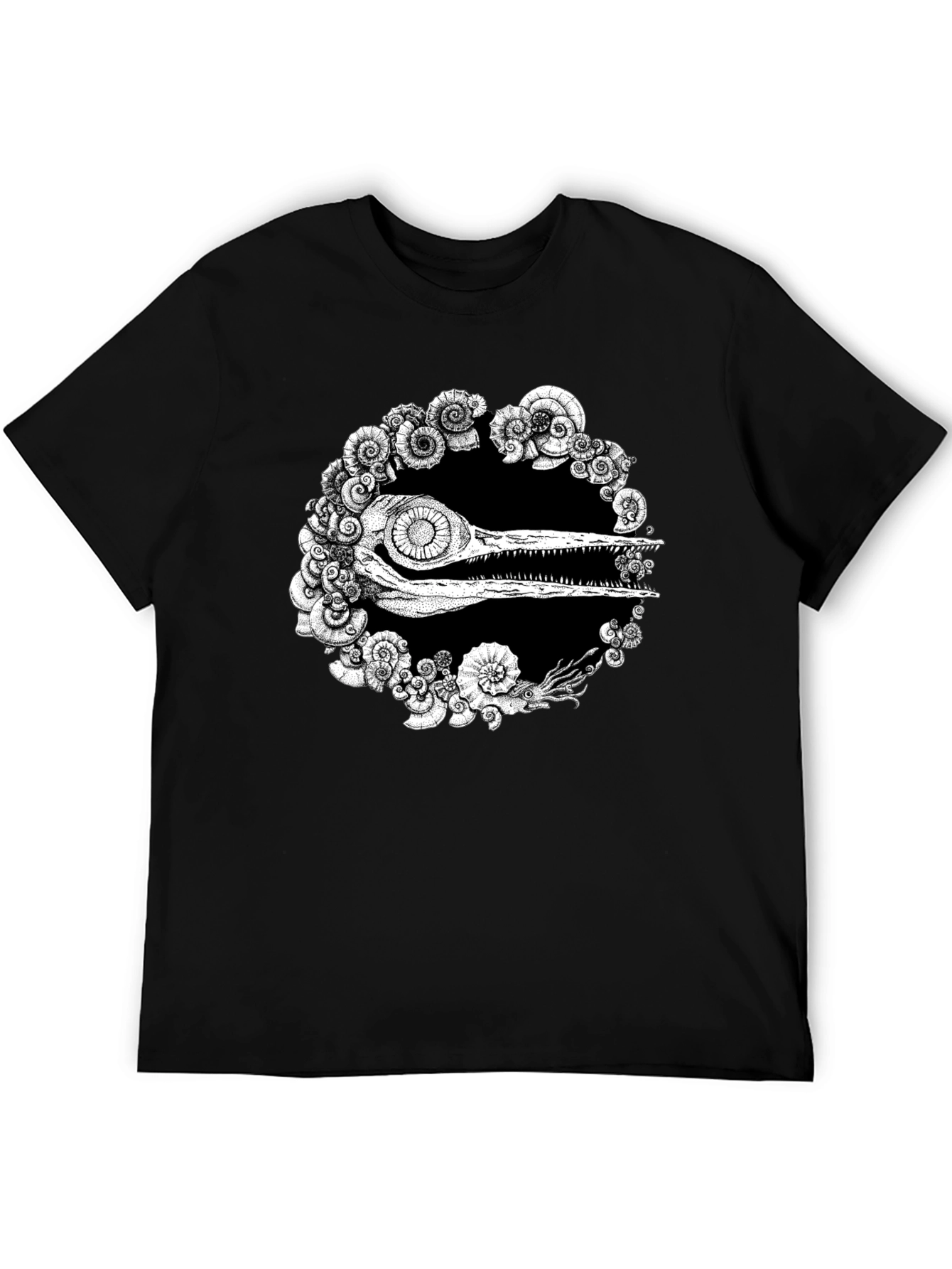 Unique Black T-Shirt with Fossil Graphic