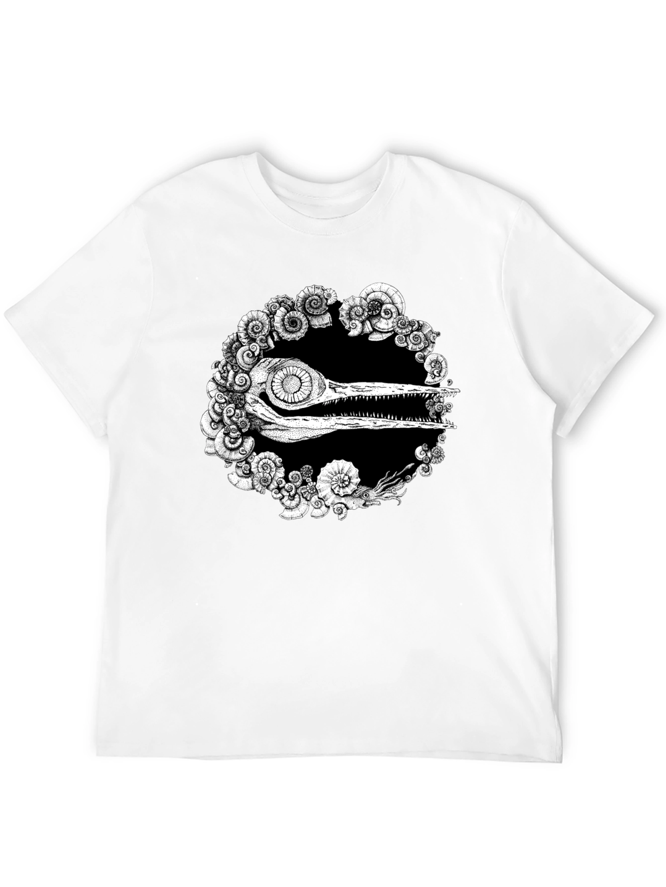 Unique Black T-Shirt with Fossil Graphic