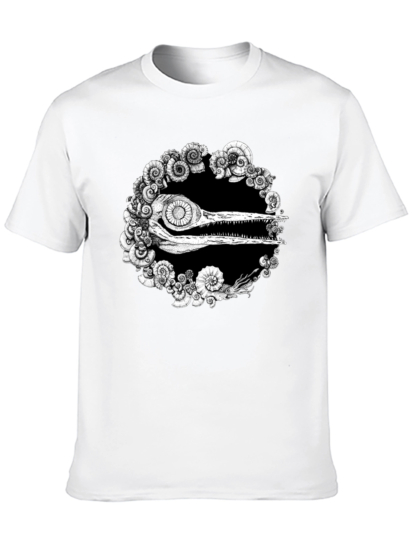 Unique Black T-Shirt with Fossil Graphic