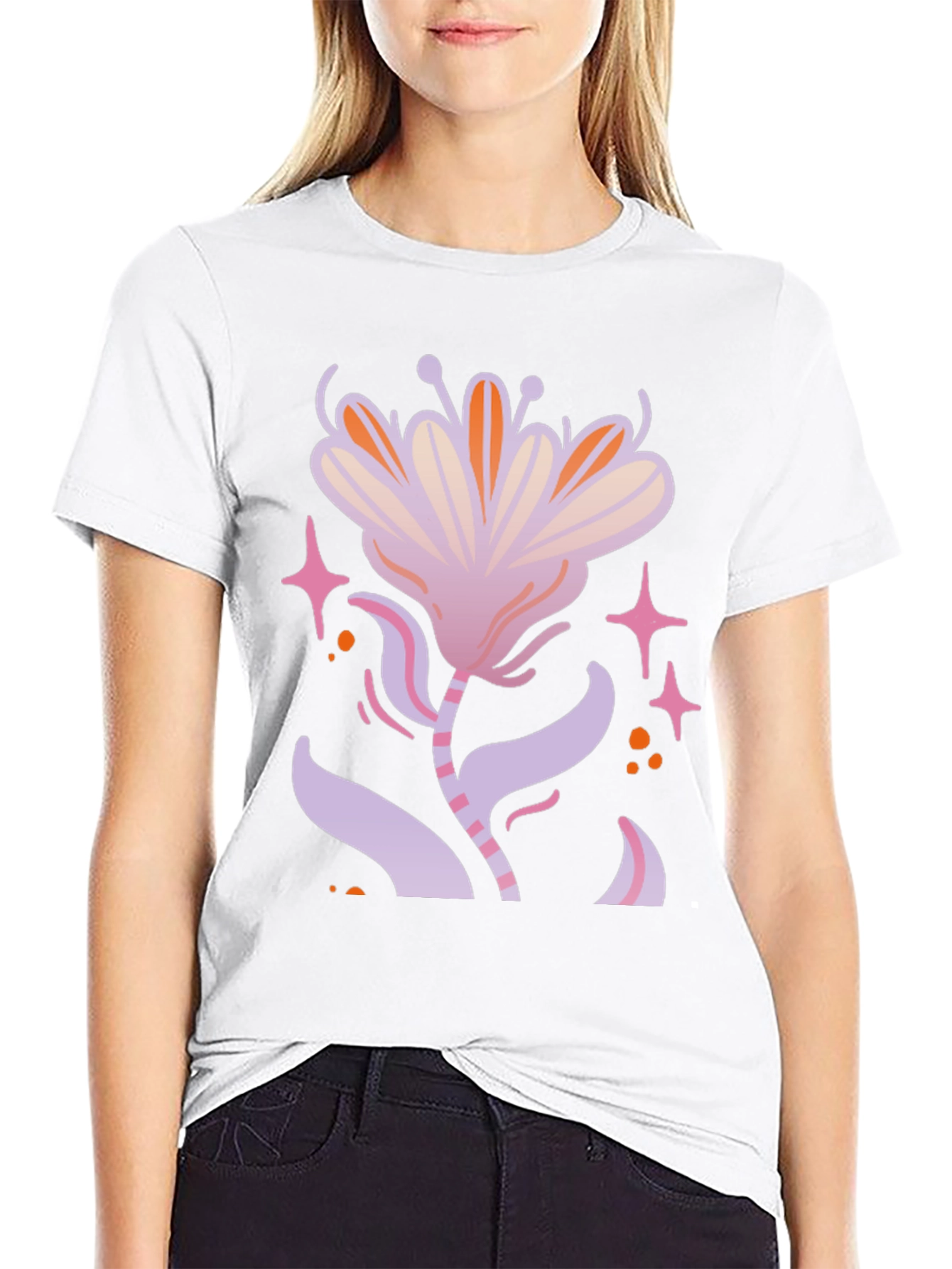 Floral Graphic Print Black T-Shirt