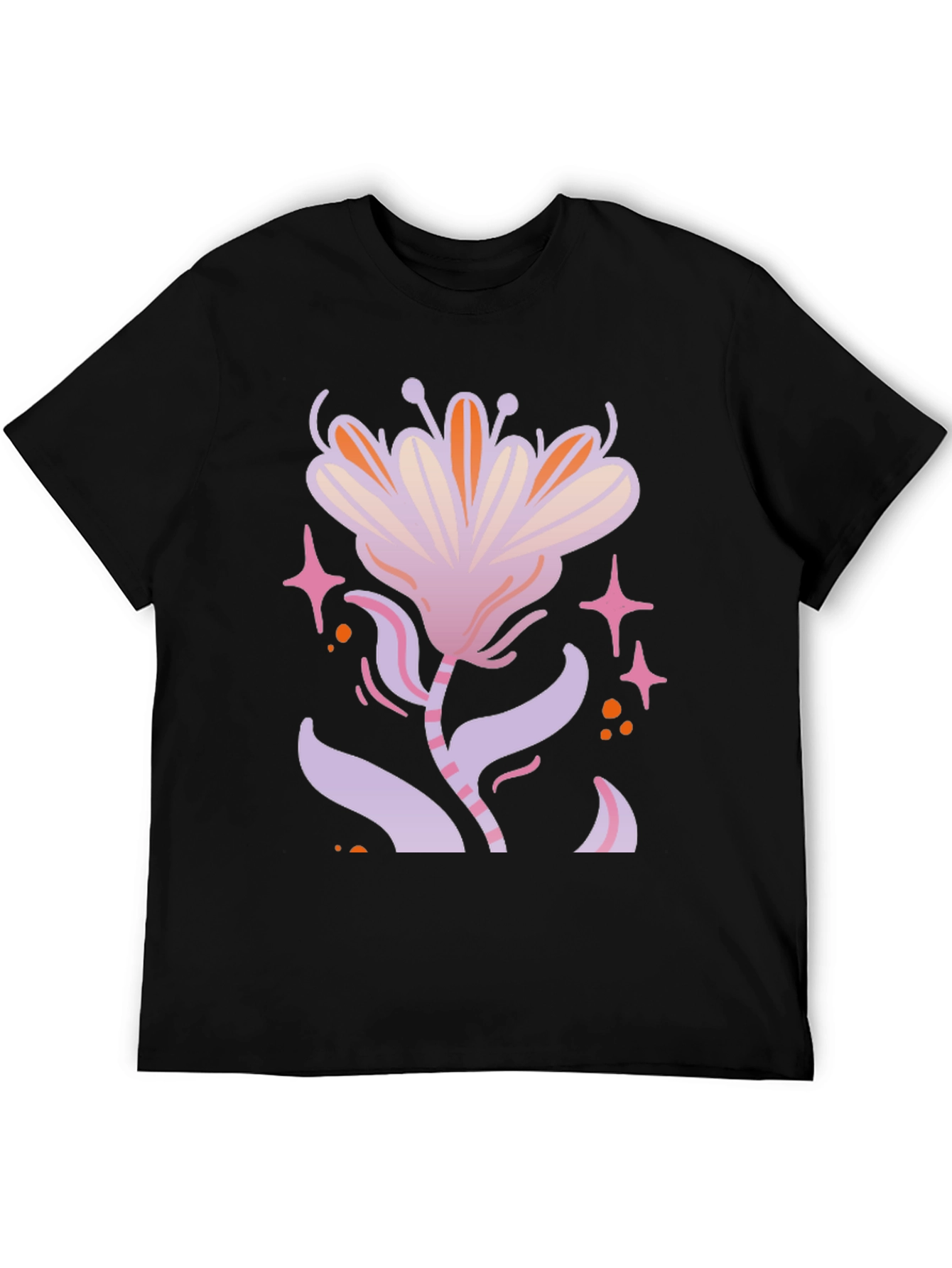 Floral Graphic Print Black T-Shirt