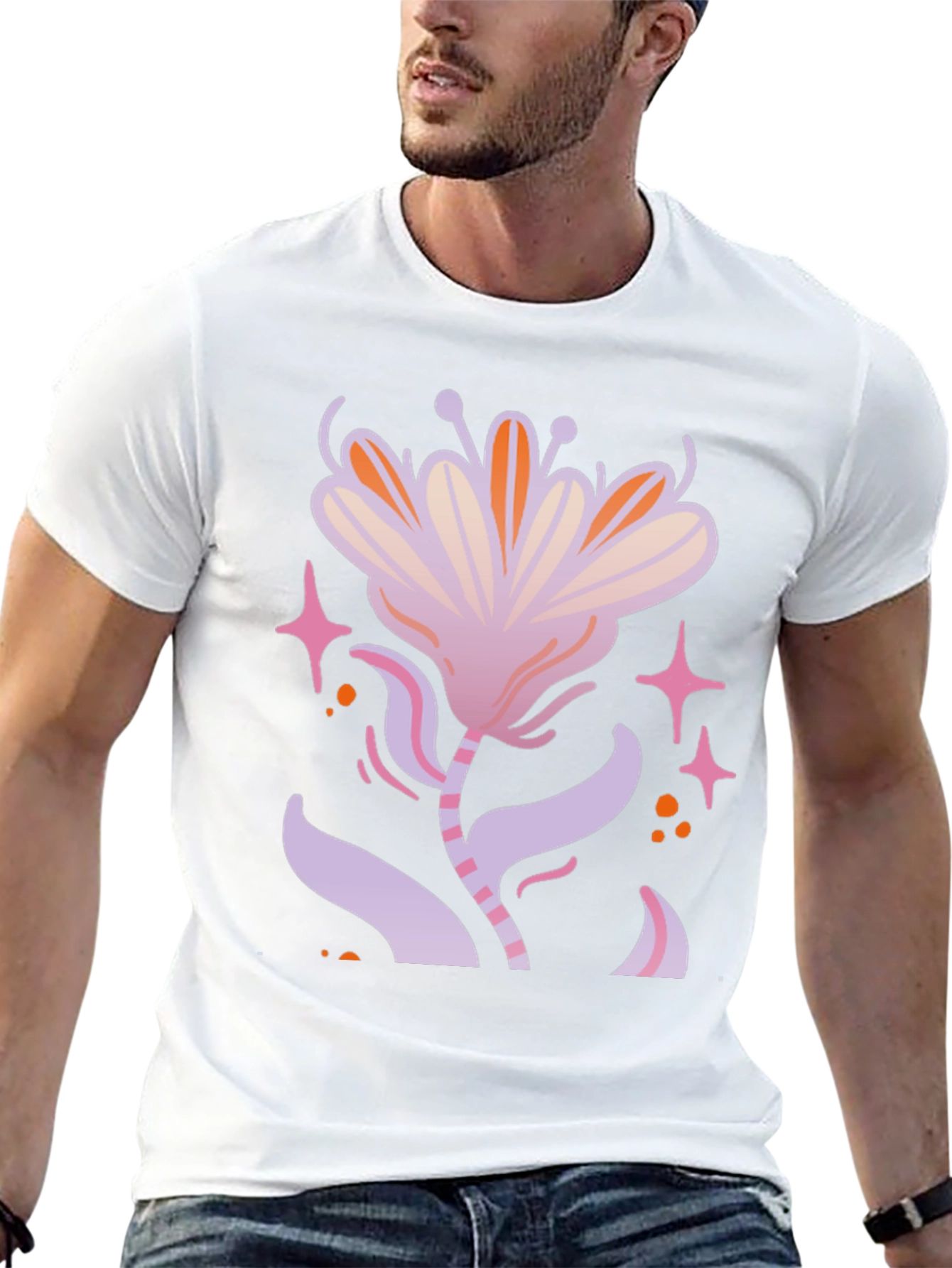 Floral Graphic Print Black T-Shirt