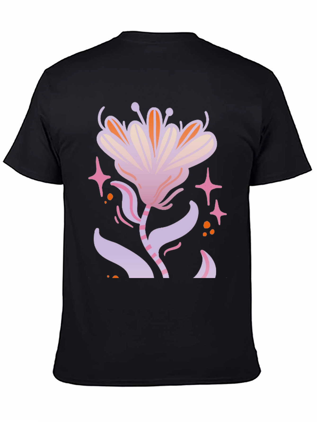 Floral Graphic Print Black T-Shirt