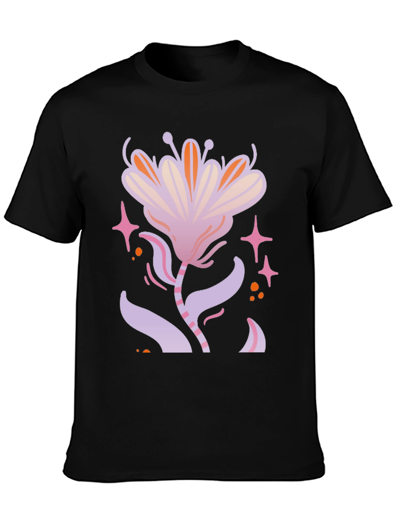 Floral Graphic Print Black T-Shirt