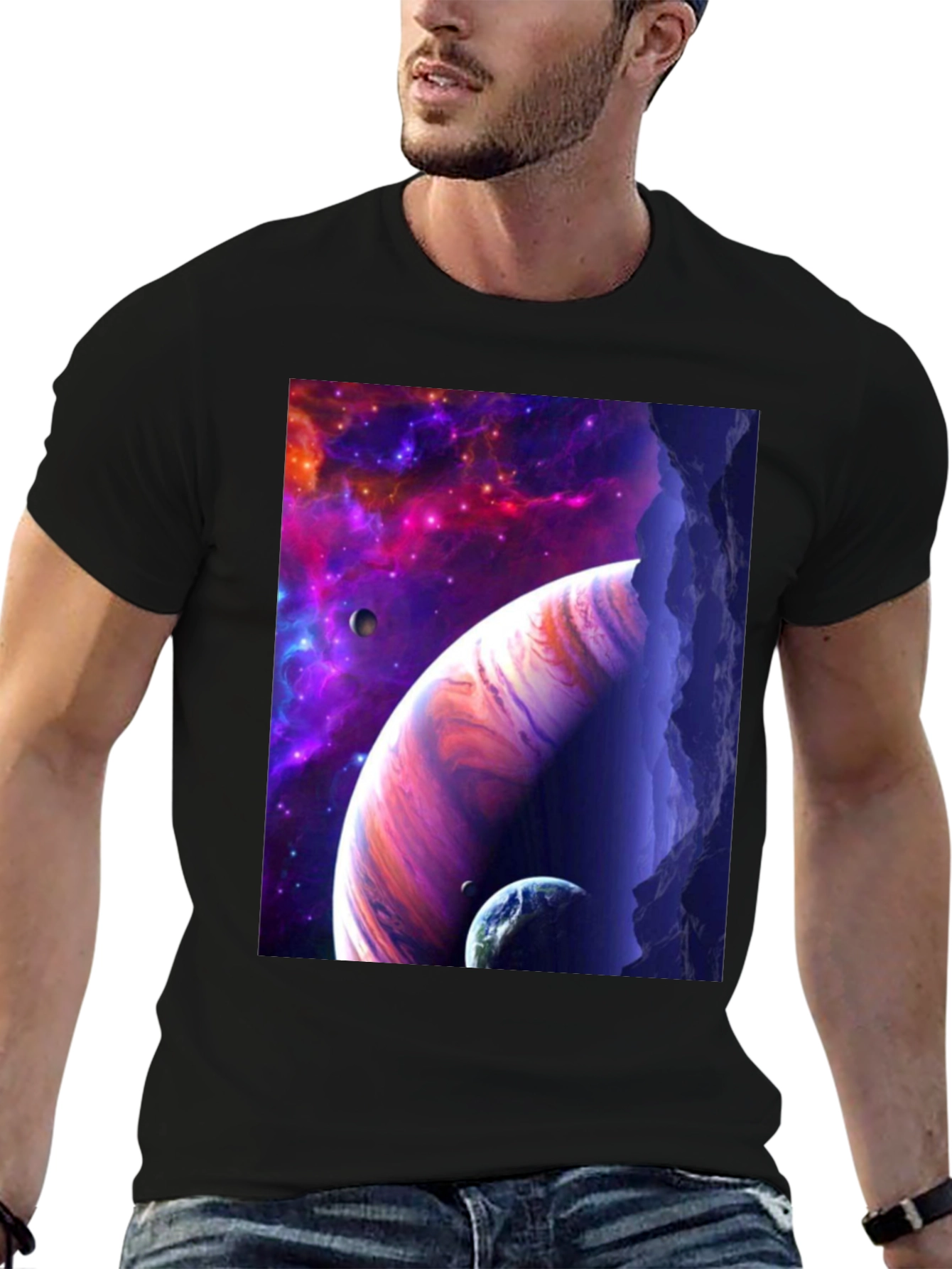 Cosmic Dreamer Black Graphic Tee