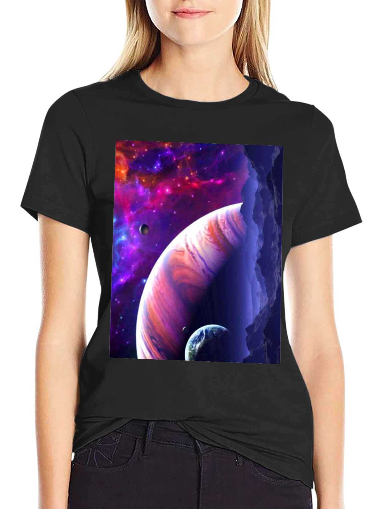Cosmic Dreamer Black Graphic Tee