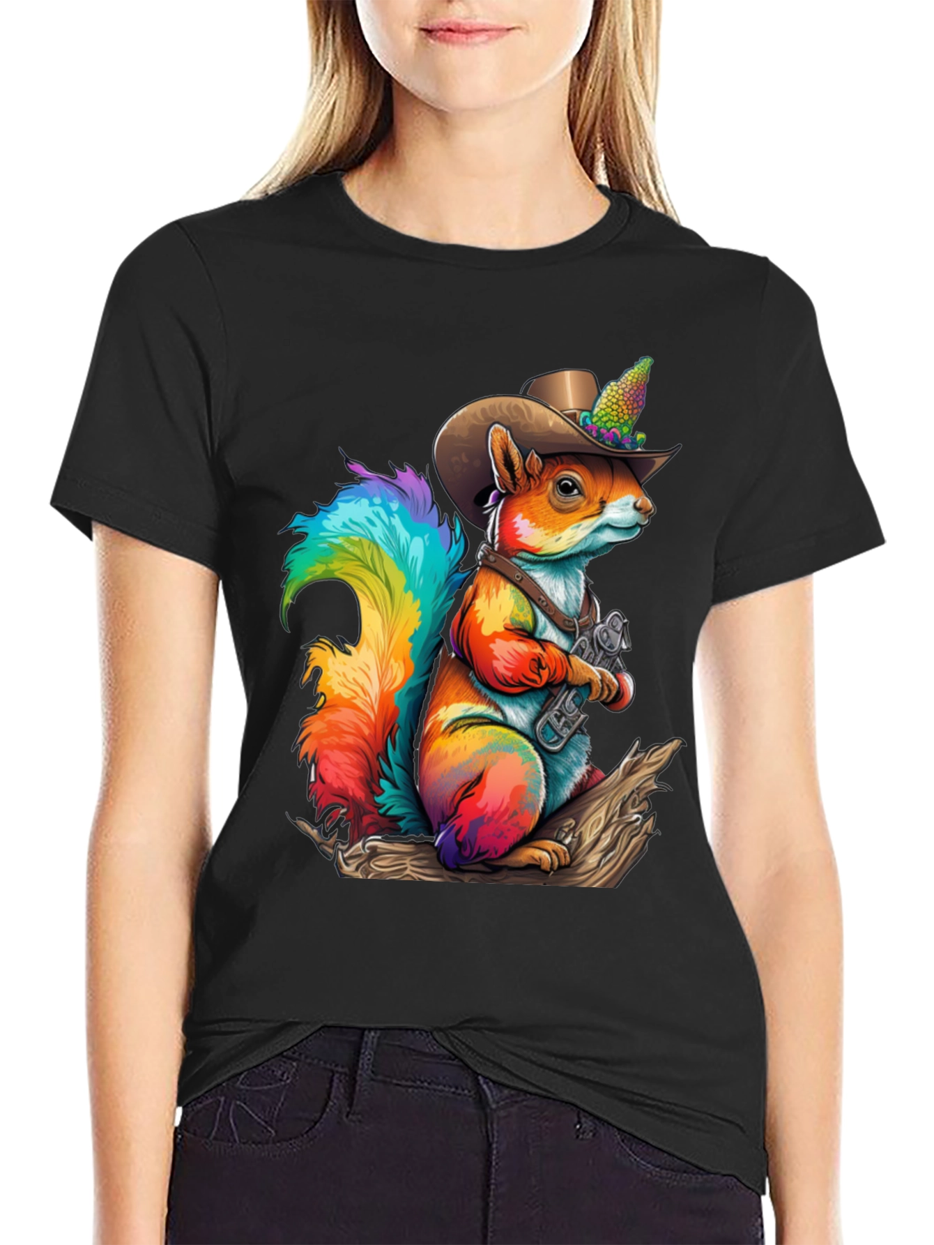 Rainbow Squirrel Cowboy T-Shirt