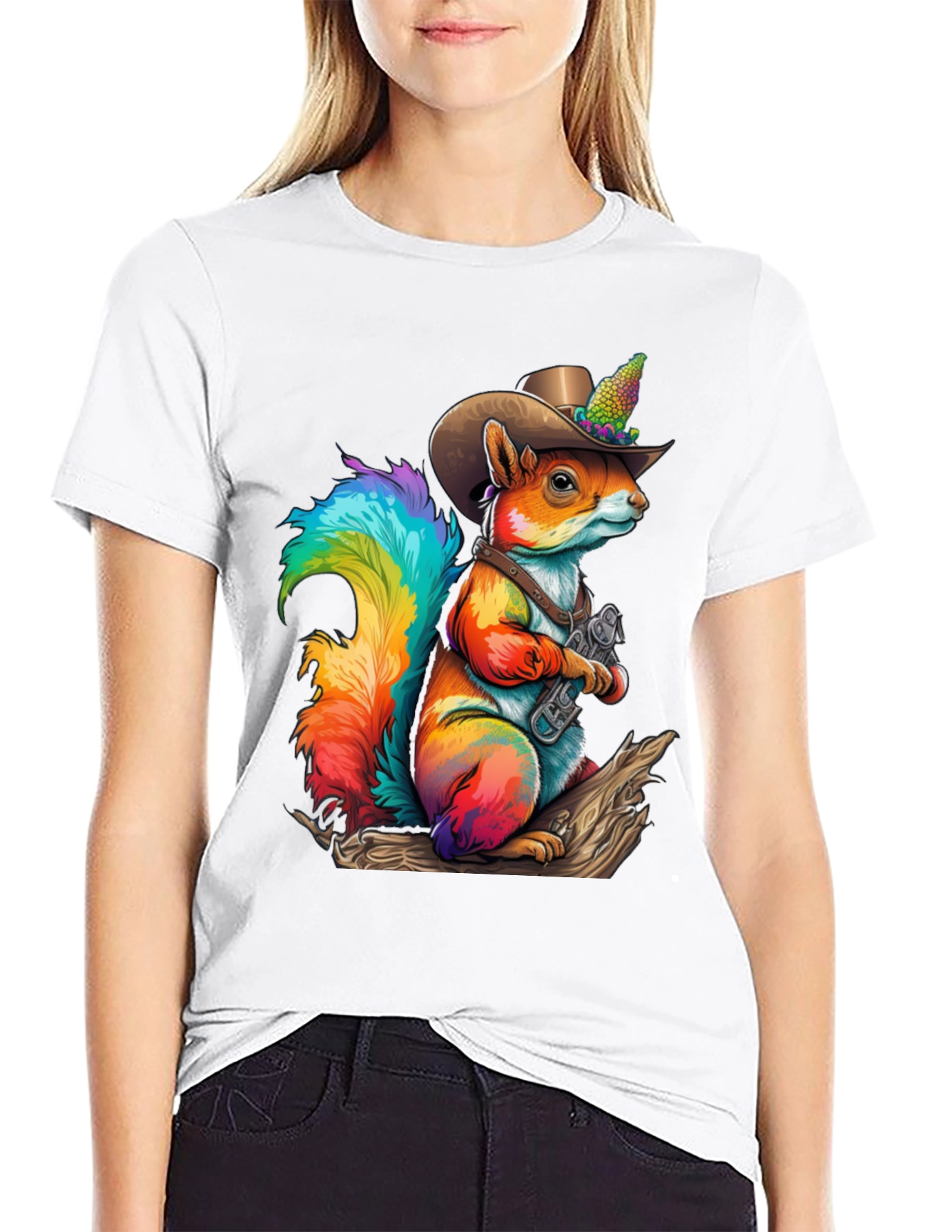 Rainbow Squirrel Cowboy T-Shirt