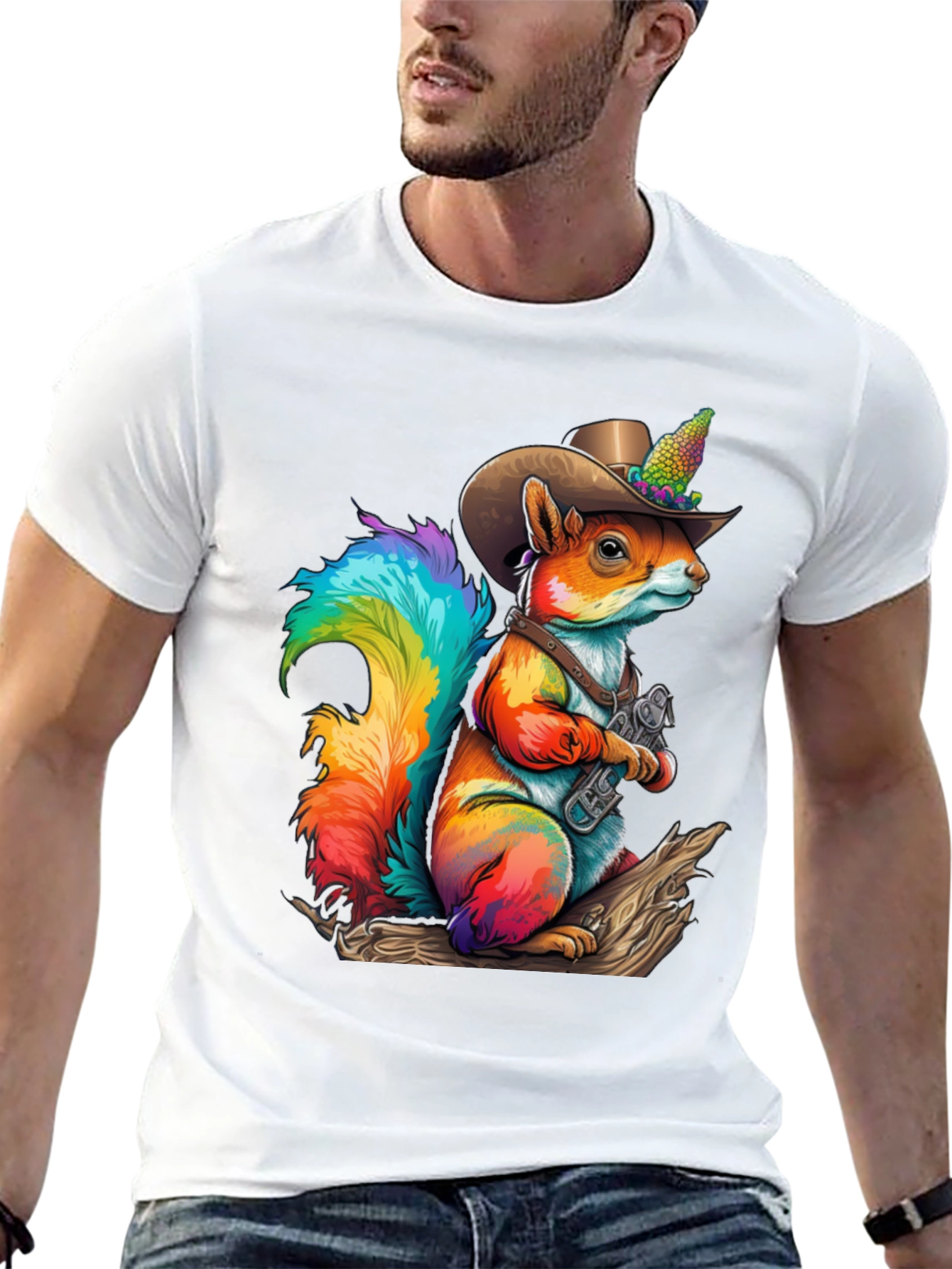 Rainbow Squirrel Cowboy T-Shirt