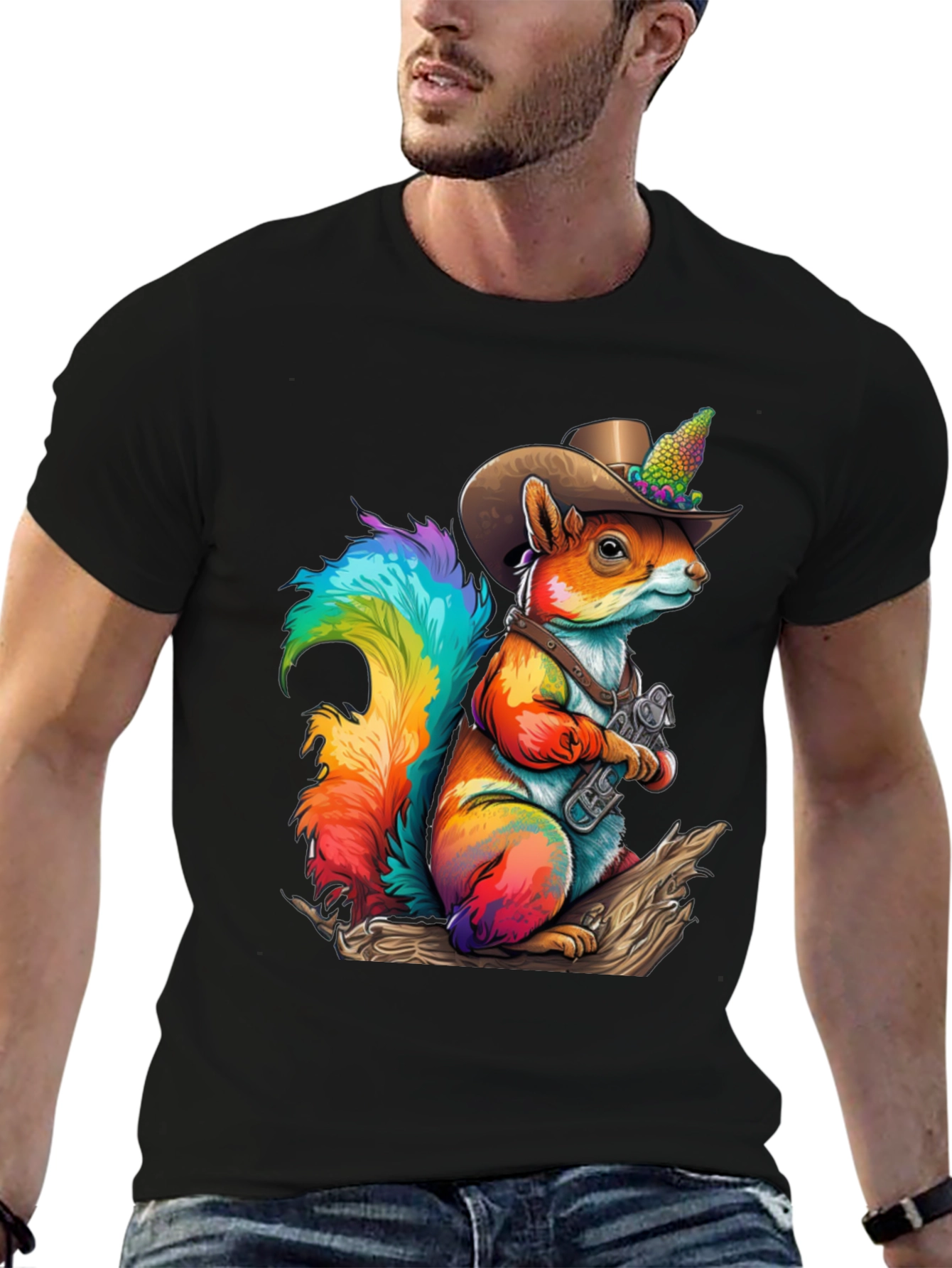 Rainbow Squirrel Cowboy T-Shirt