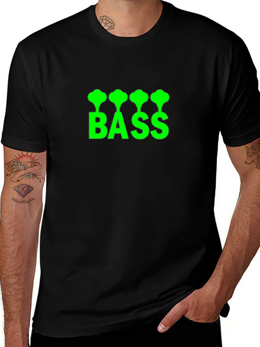 Bass Guitar T-Shirt - Green Graphic Print
