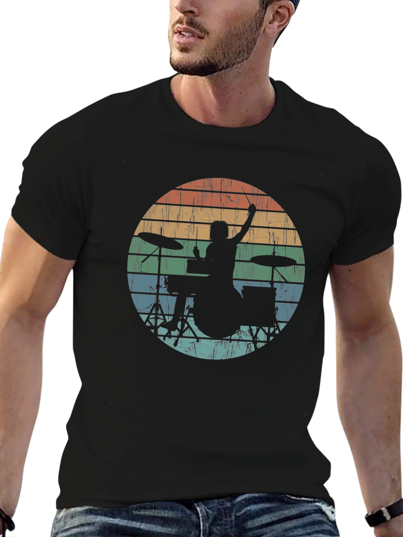 Retro Drummer Silhouette Tee