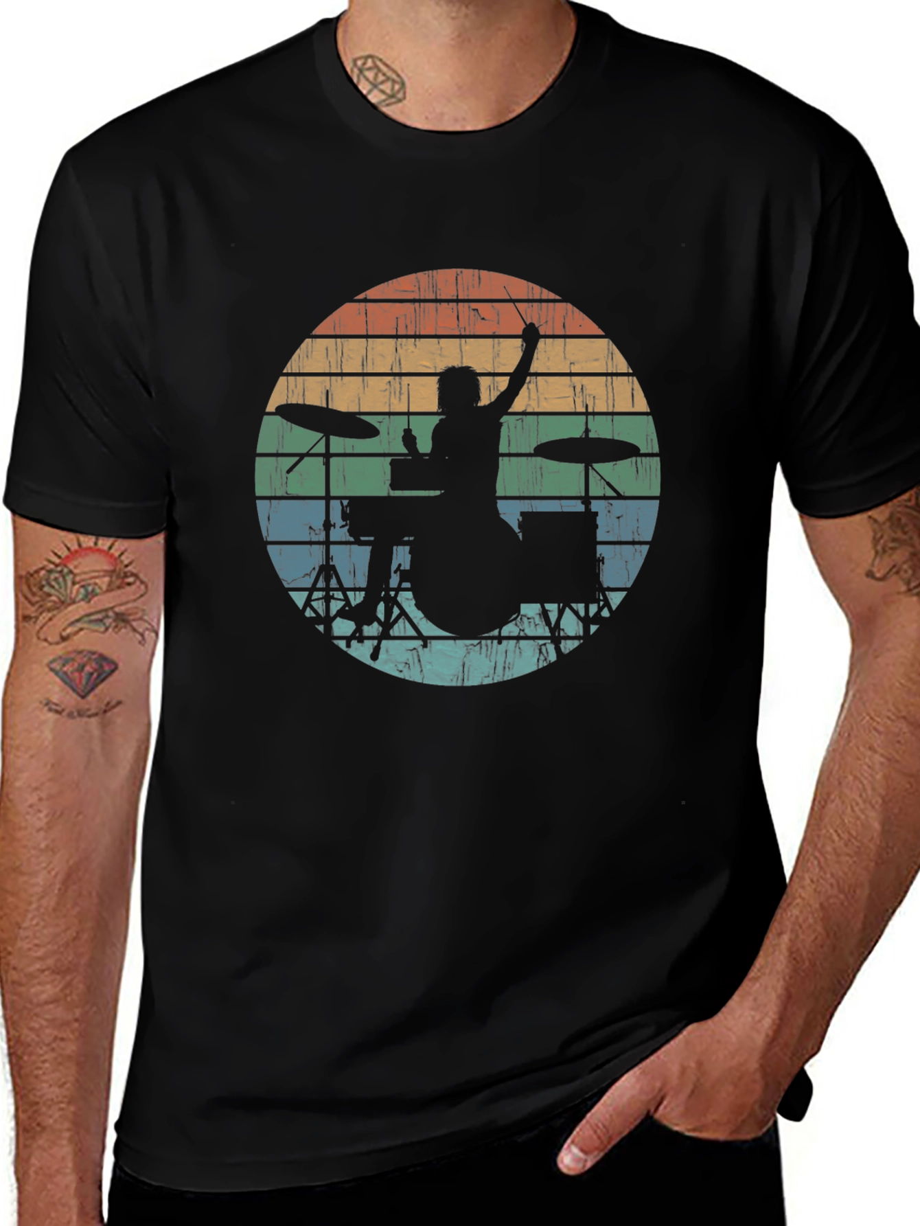 Retro Drummer Silhouette Tee