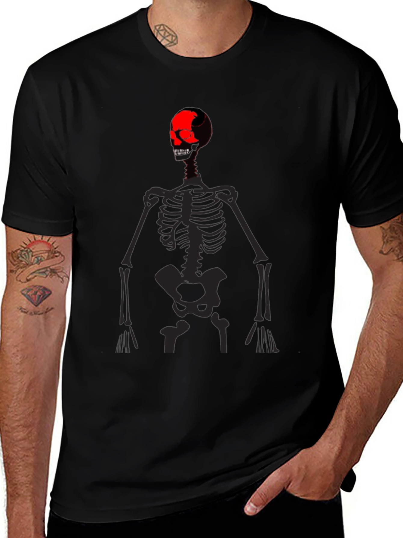Skeleton Graphic Print Black T-Shirt