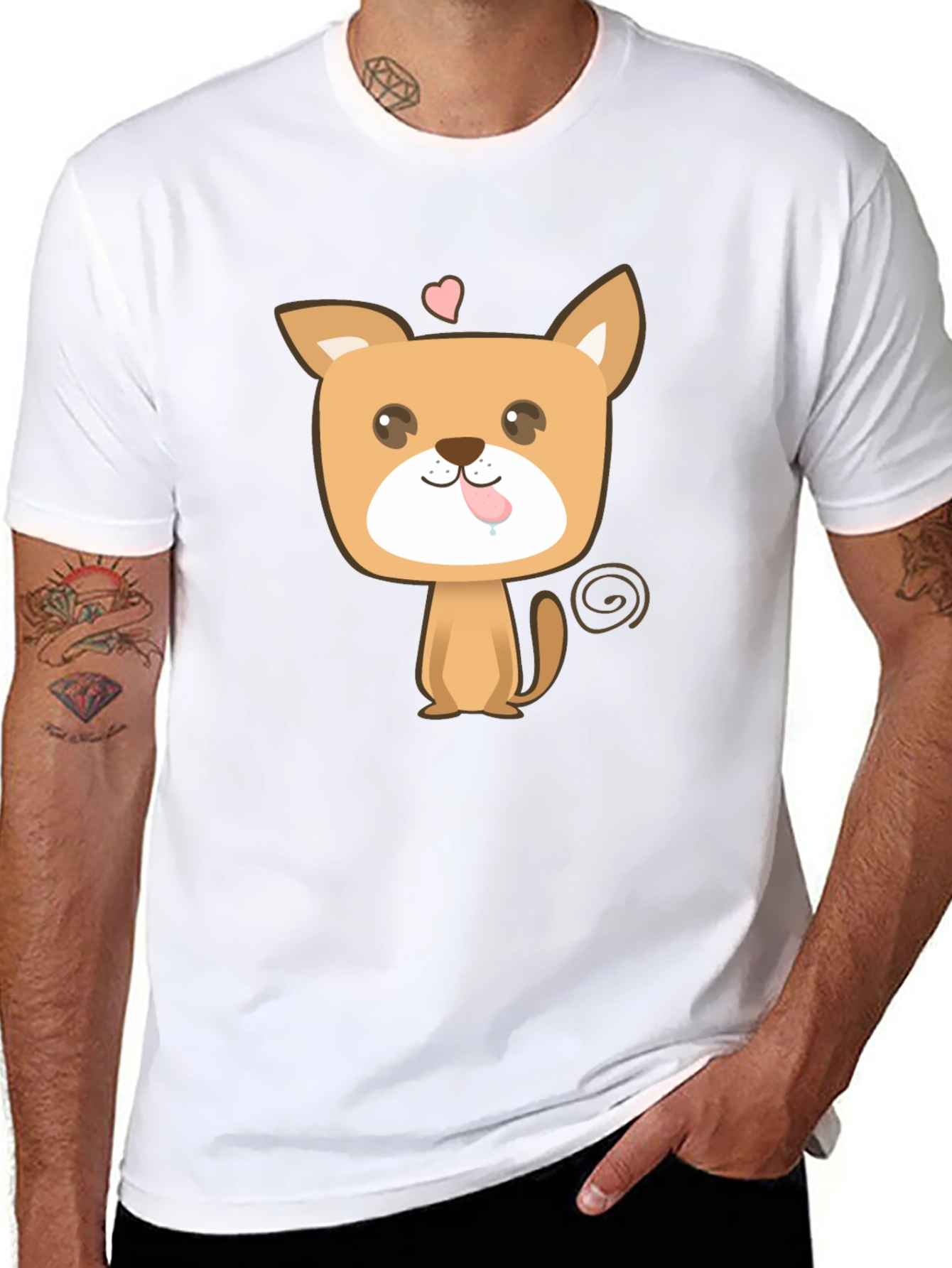 Cute Puppy Graphic Tee - Black Cotton Blend