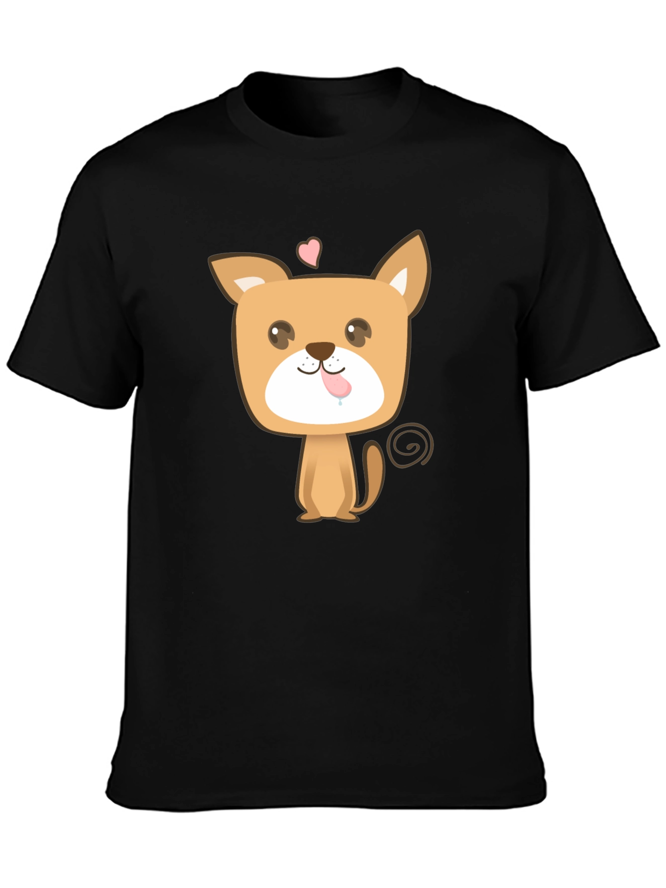 Cute Puppy Graphic Tee - Black Cotton Blend