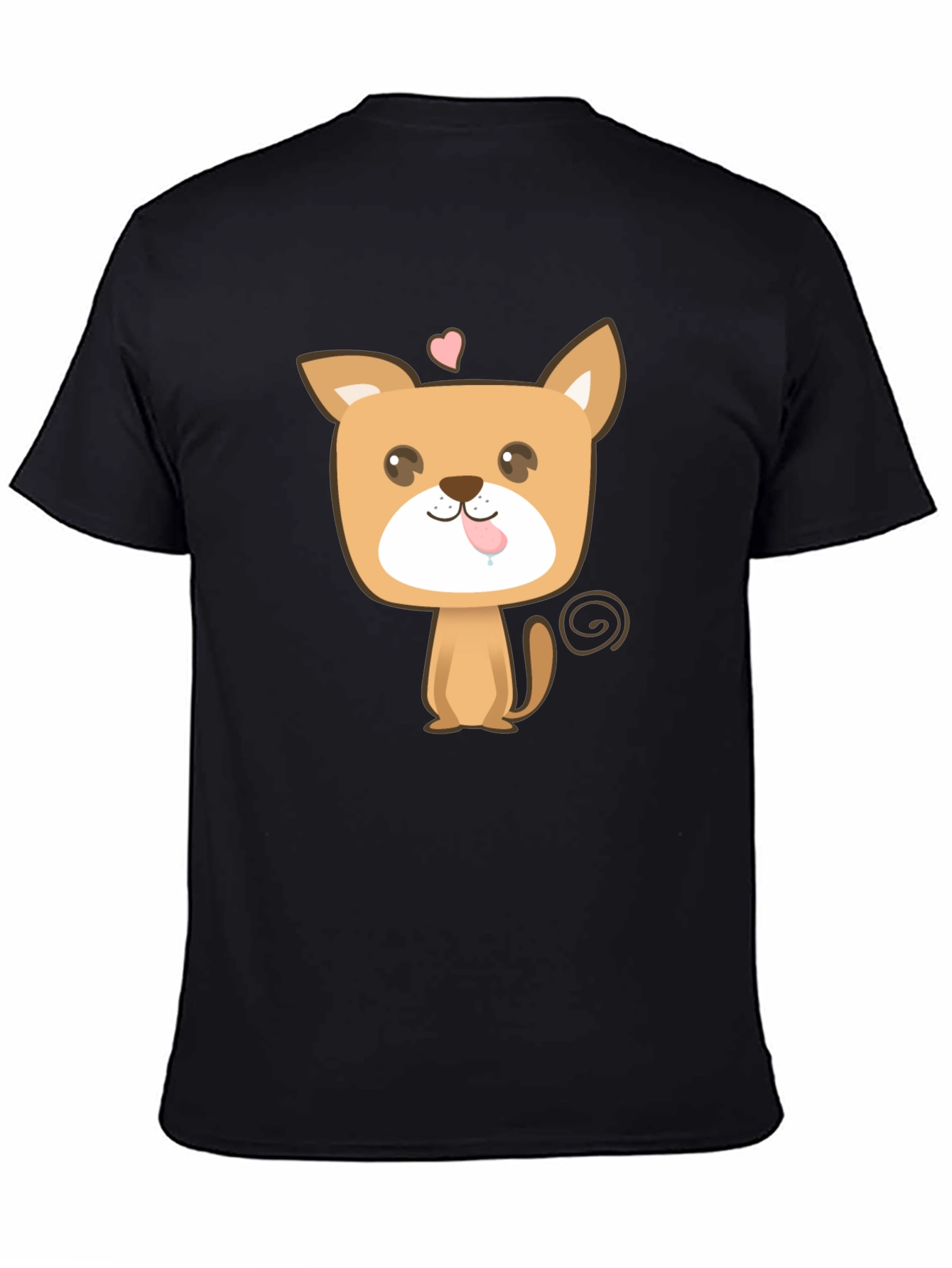 Cute Puppy Graphic Tee - Black Cotton Blend