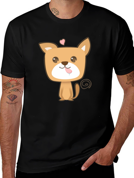 Cute Puppy Graphic Tee - Black Cotton Blend