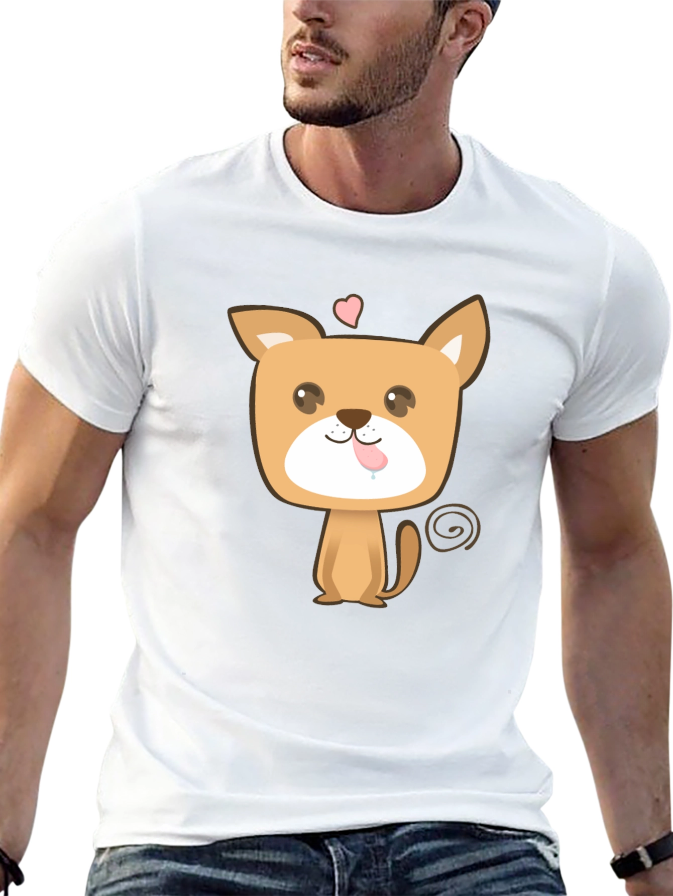 Cute Puppy Graphic Tee - Black Cotton Blend