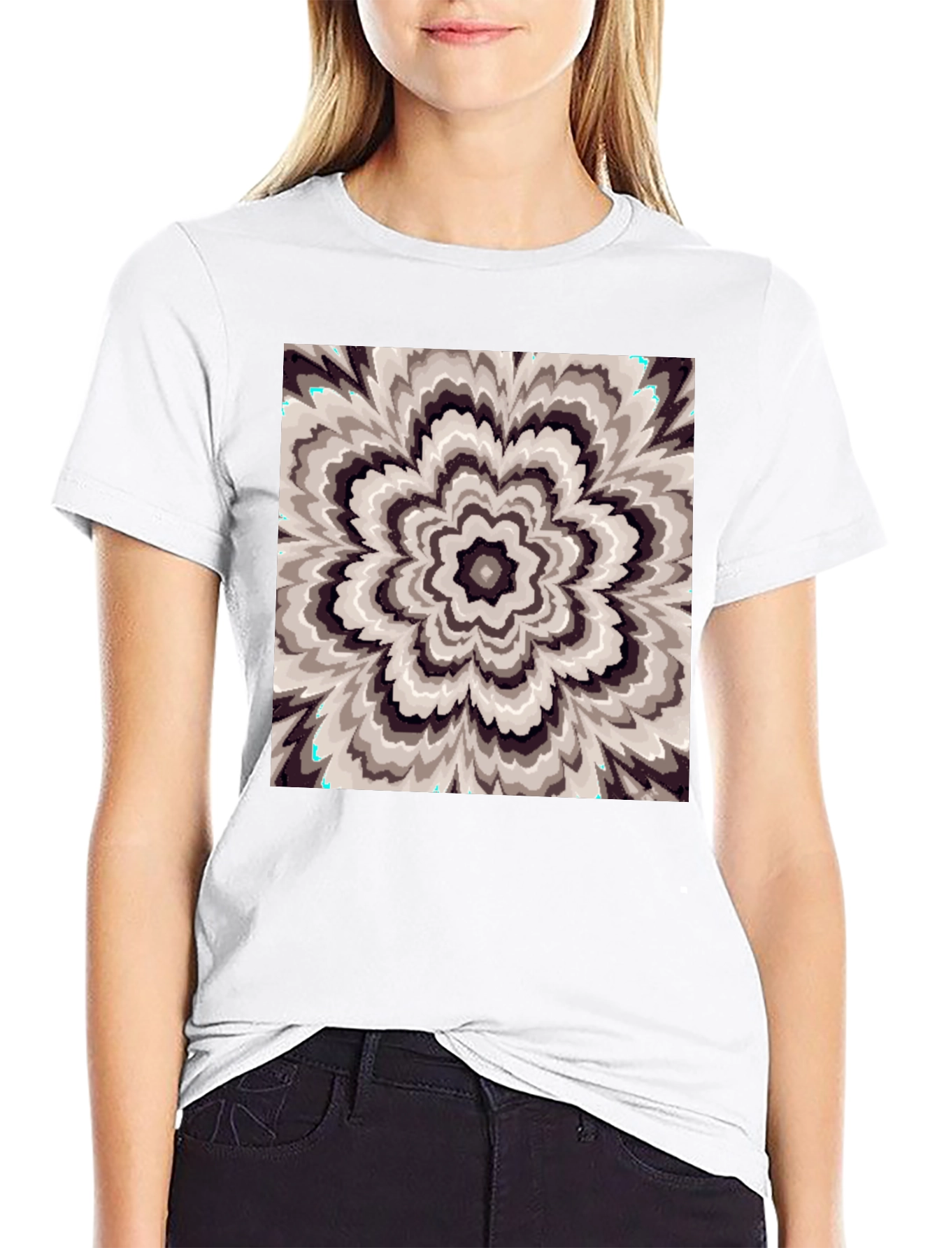 Abstract Floral Graphic Print T-Shirt - Black
