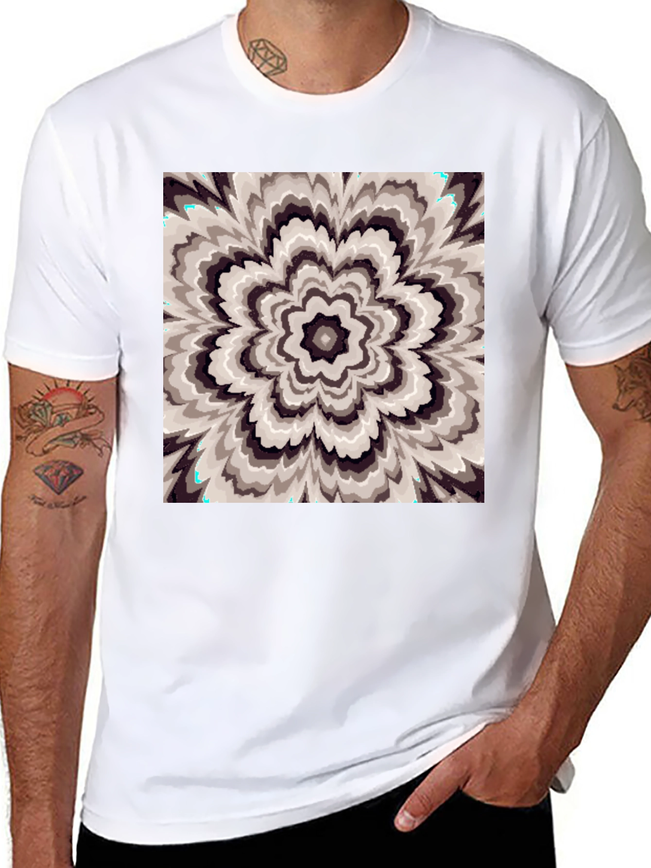 Abstract Floral Graphic Print T-Shirt - Black