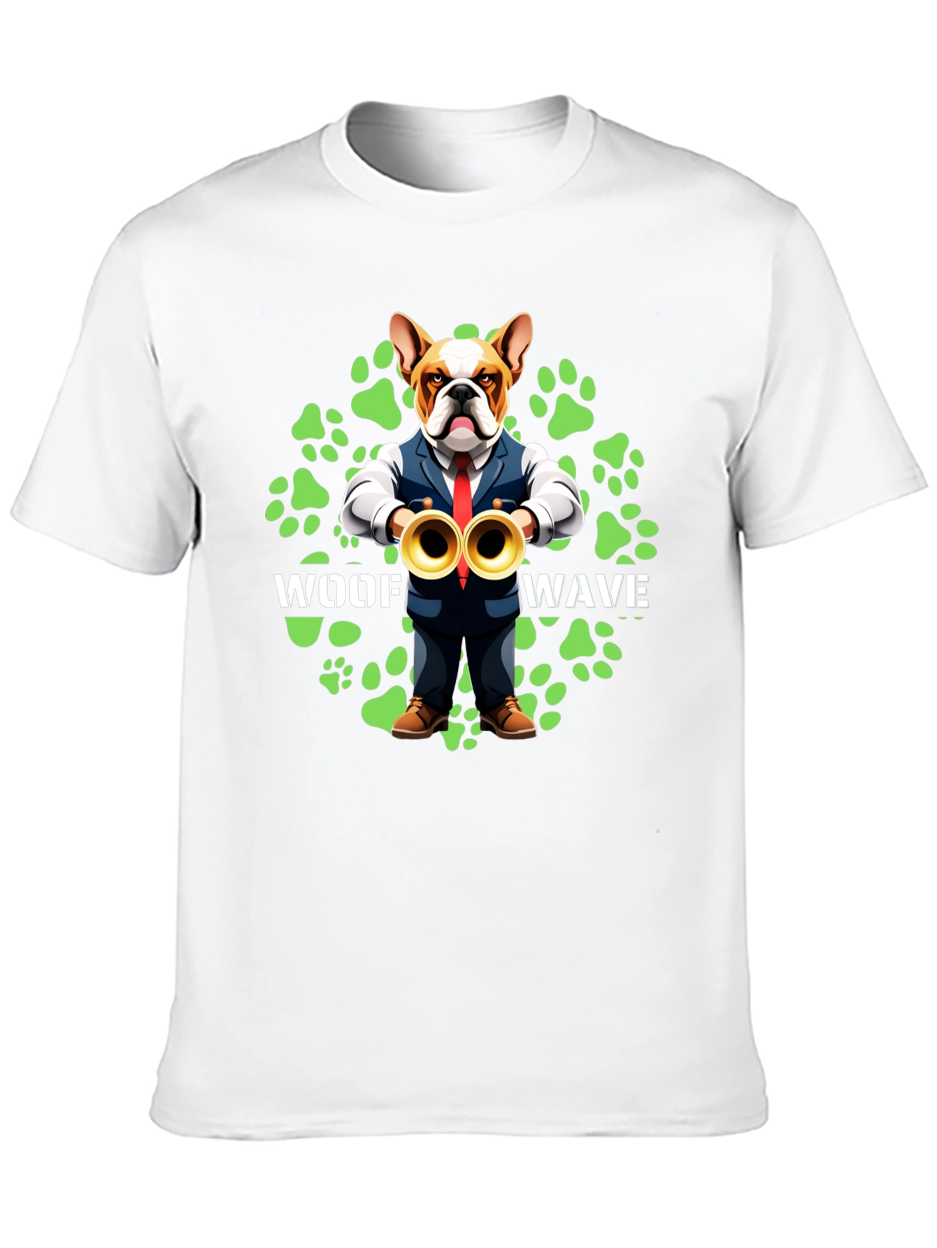 Woof Wave Bulldog Musician T-Shirt