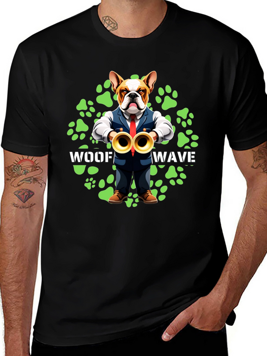 Woof Wave Bulldog Musician T-Shirt