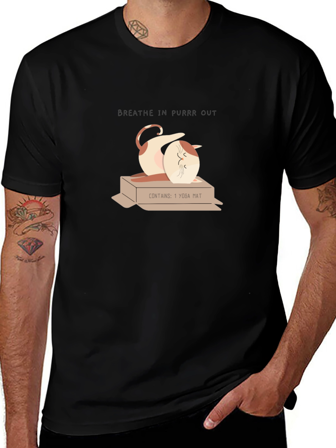 Yoga Cat T-Shirt - Breathe In Purrr Out